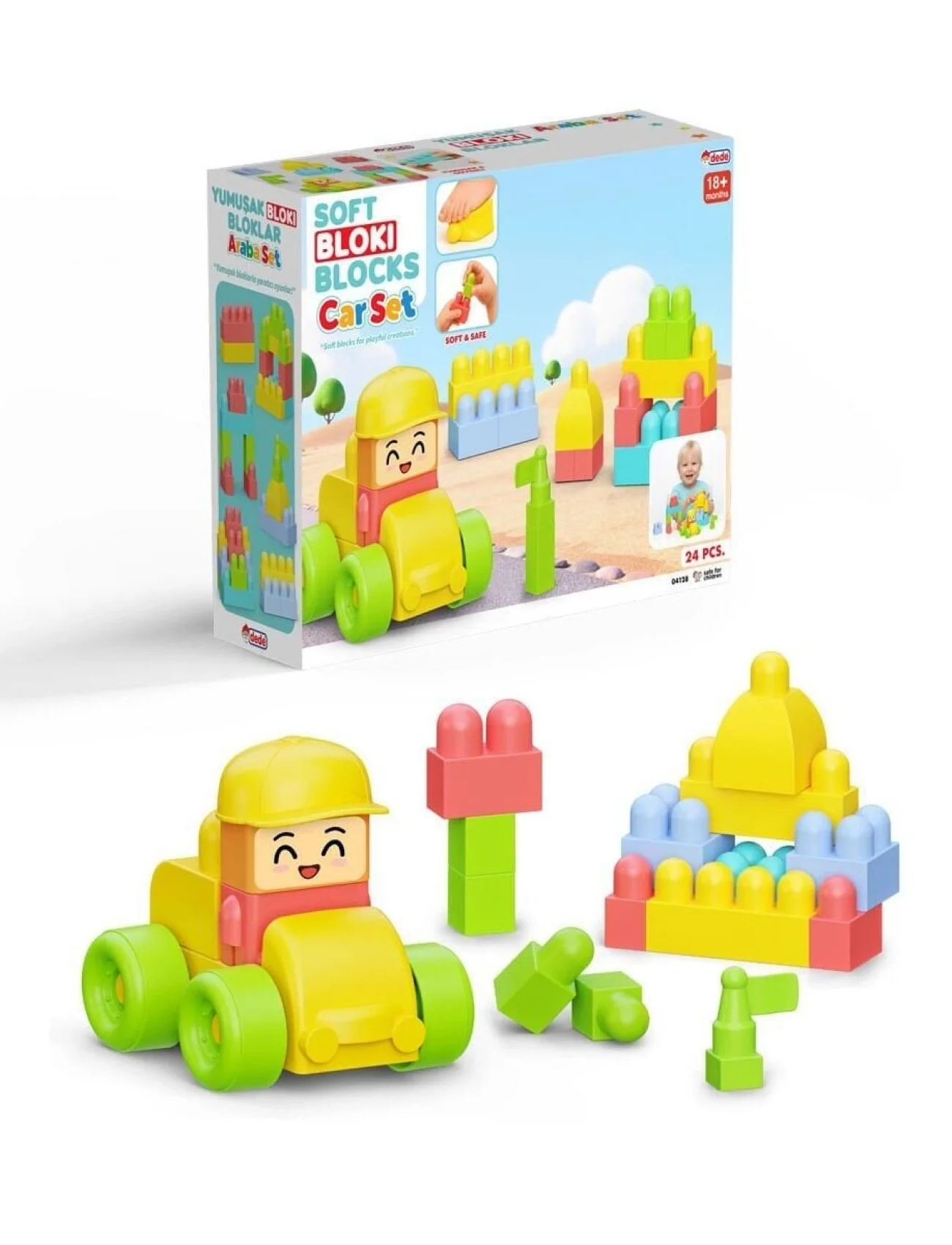 04128 YUMUŞAK BLOKİ BLOKLARI ARABA SET 24 PARÇA