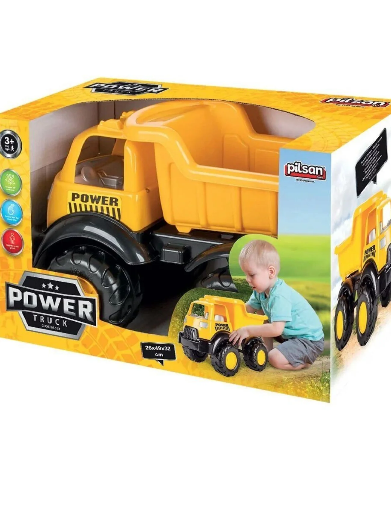 06 522 Power Kamyon Sarı -Pilsan Oyuncak