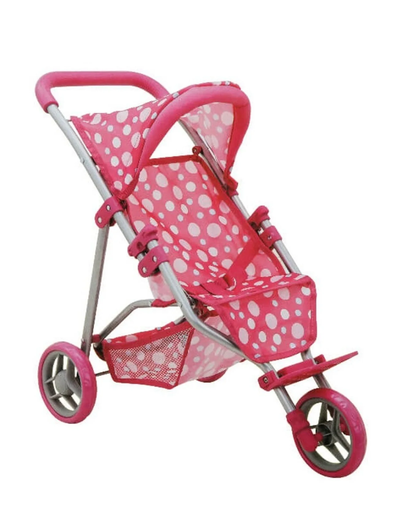 0663 Puantiye Desenli, 3 Tekerlekli ve Tenteli Oyuncak Puset - Sunman