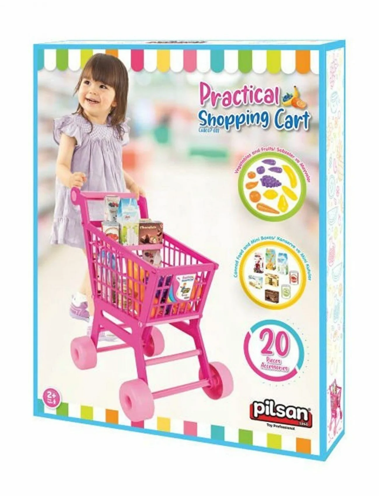 07 608 Pilsan Pratik Pembe Market Arabası (meyve ve sebze)