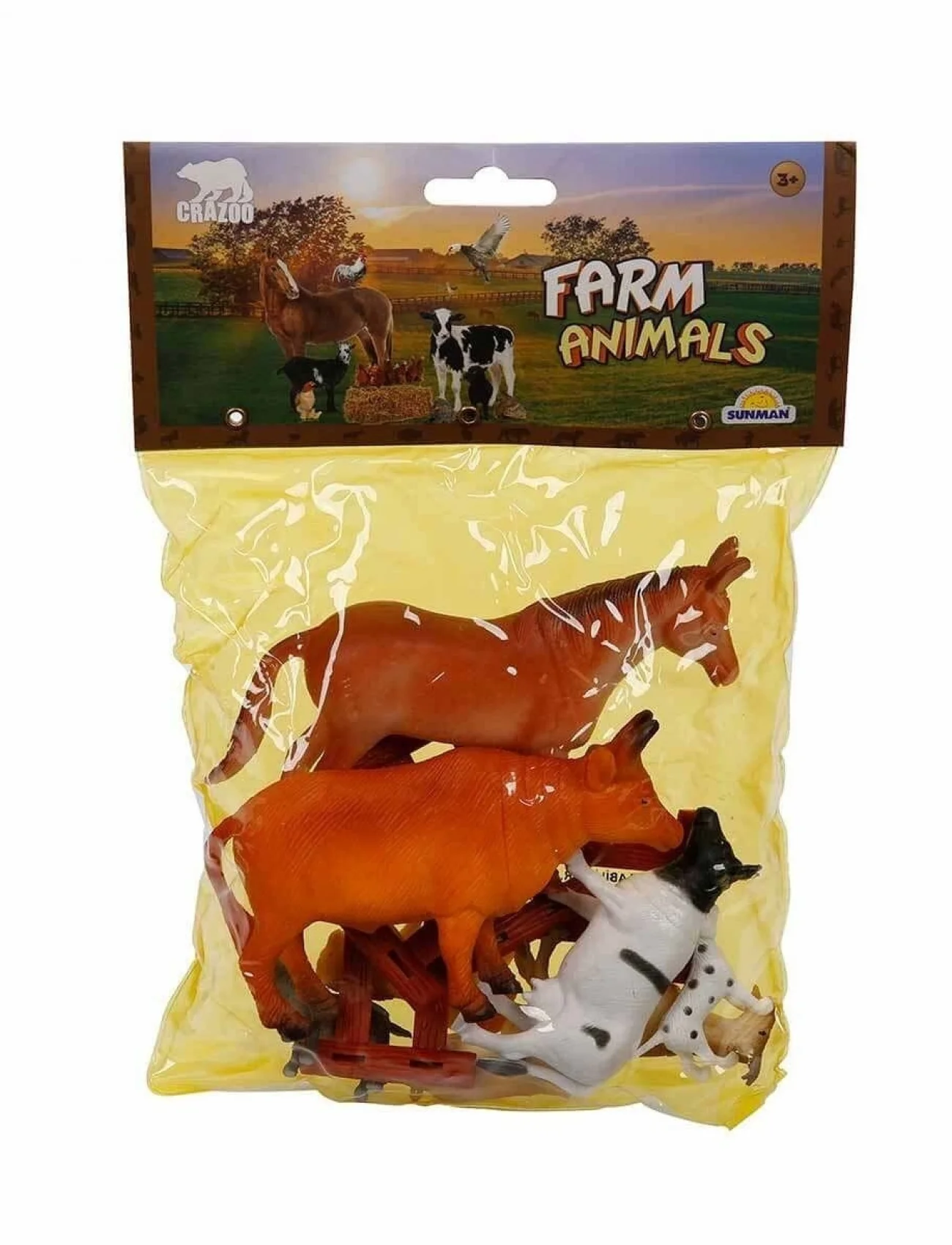 0708 Çiftlik Hayvanları Poşetli Hayvan Oyun Seti Orta Boy- Sunman