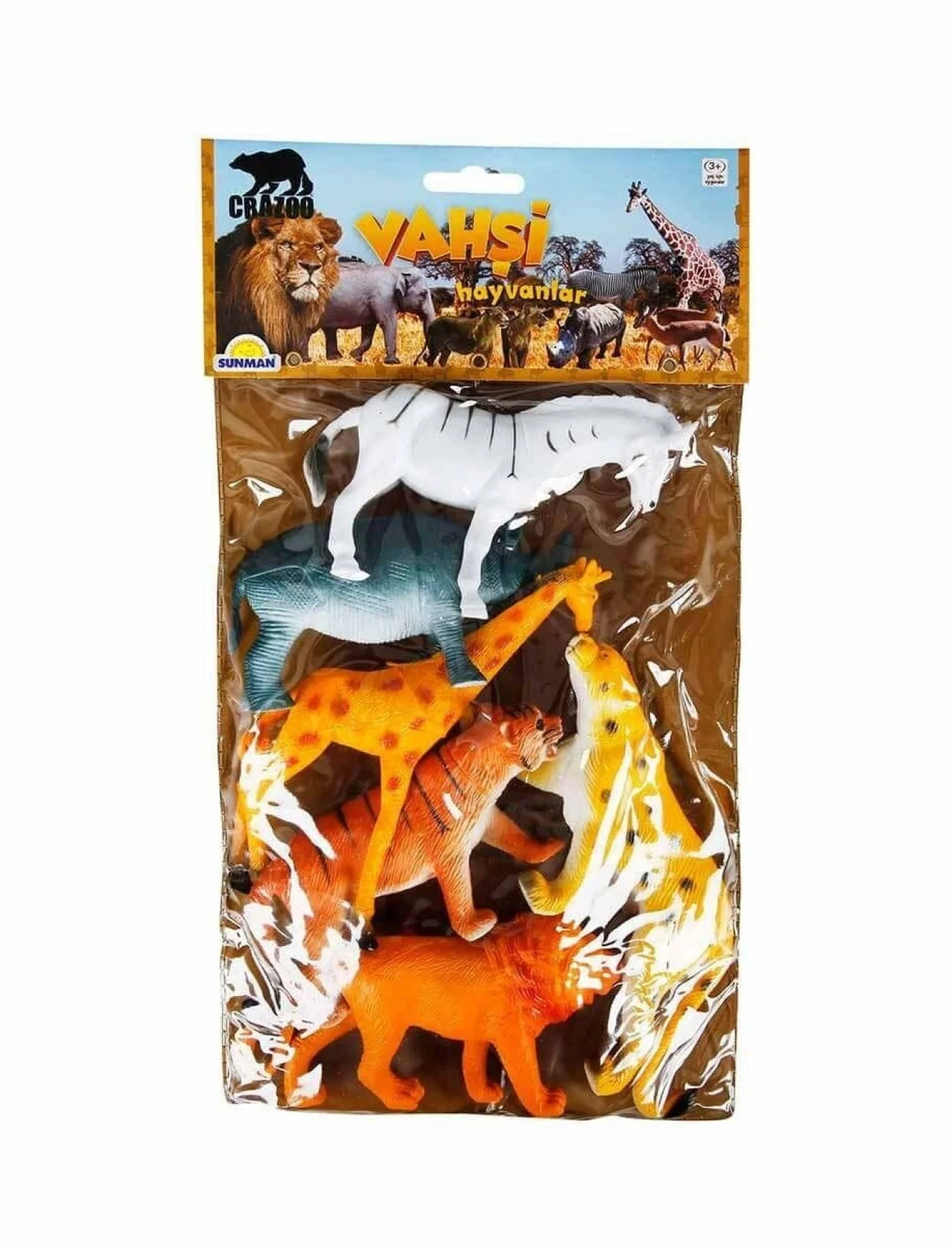0715 Vahşi Hayvanlar Poşetli 6lı Hayvan Oyun Seti -Sunman