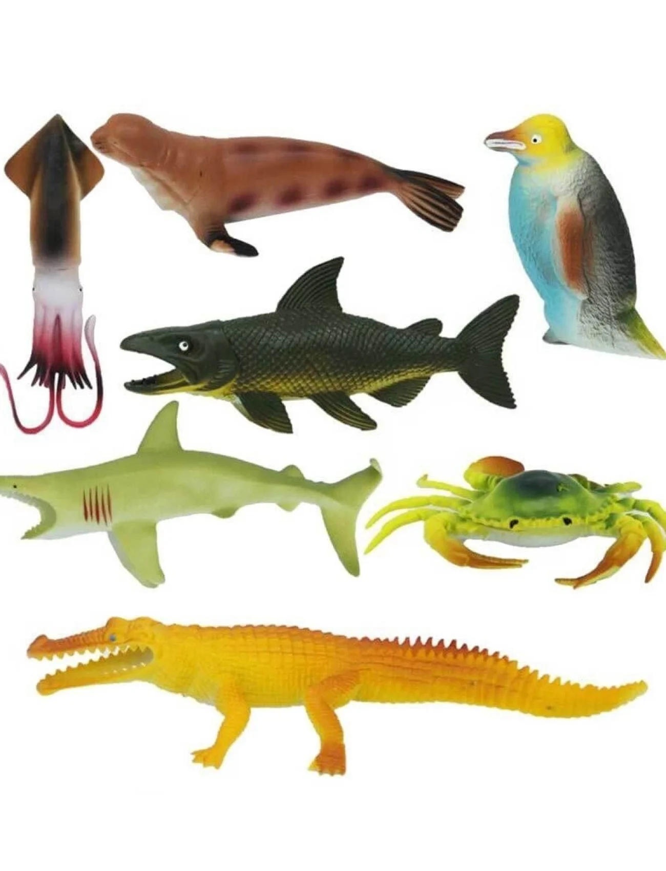 1000713 Okyanus Hayvanları Poşetli 7li Hayvan Oyun Seti -Sunman