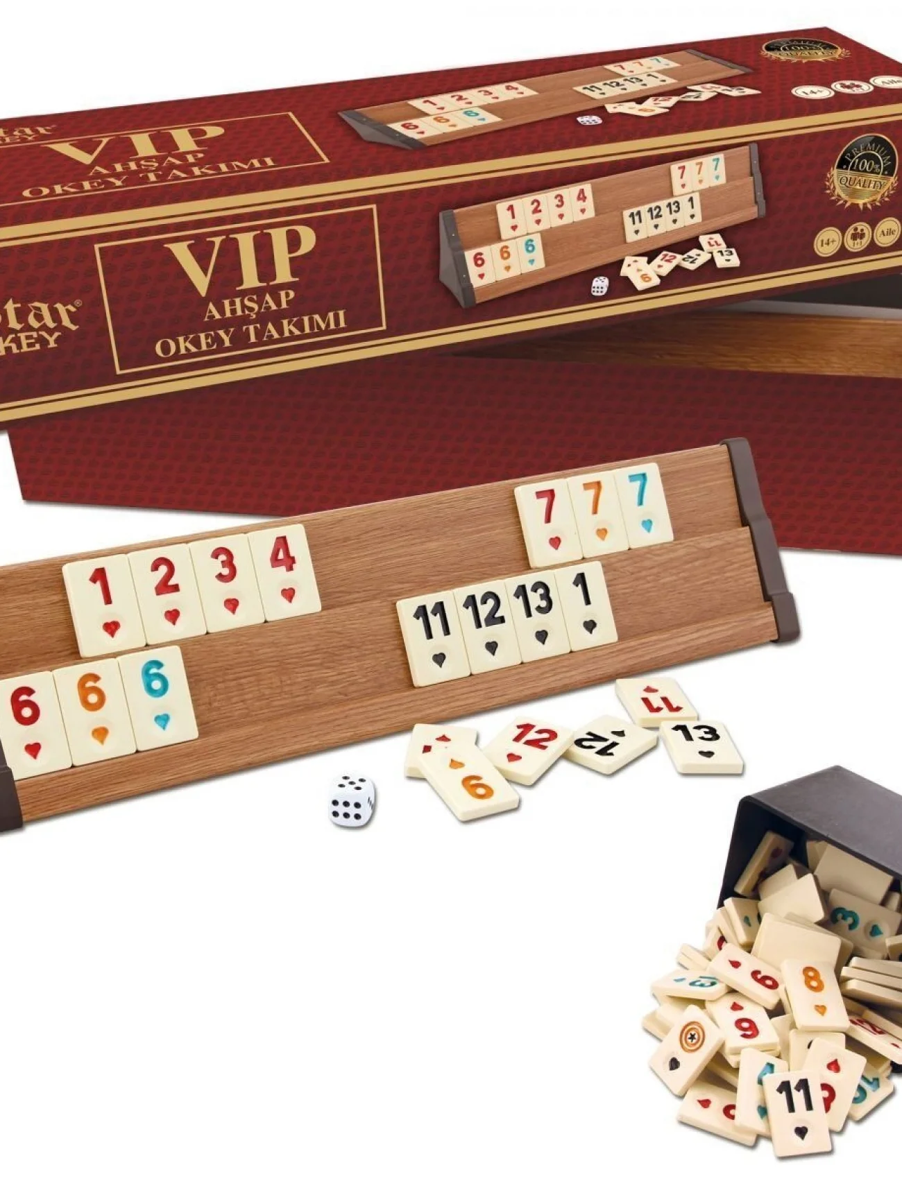 1010464 VİP Ahşap Okey Takımı Açık Renk ,Star okey