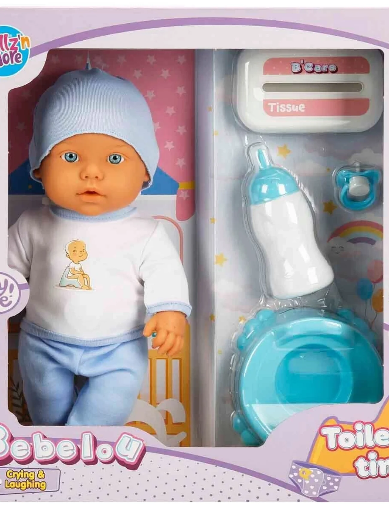 1030141 Sesli Bebelou Tuvalet Zamanı Bebek Seti 32 cm -Sunman