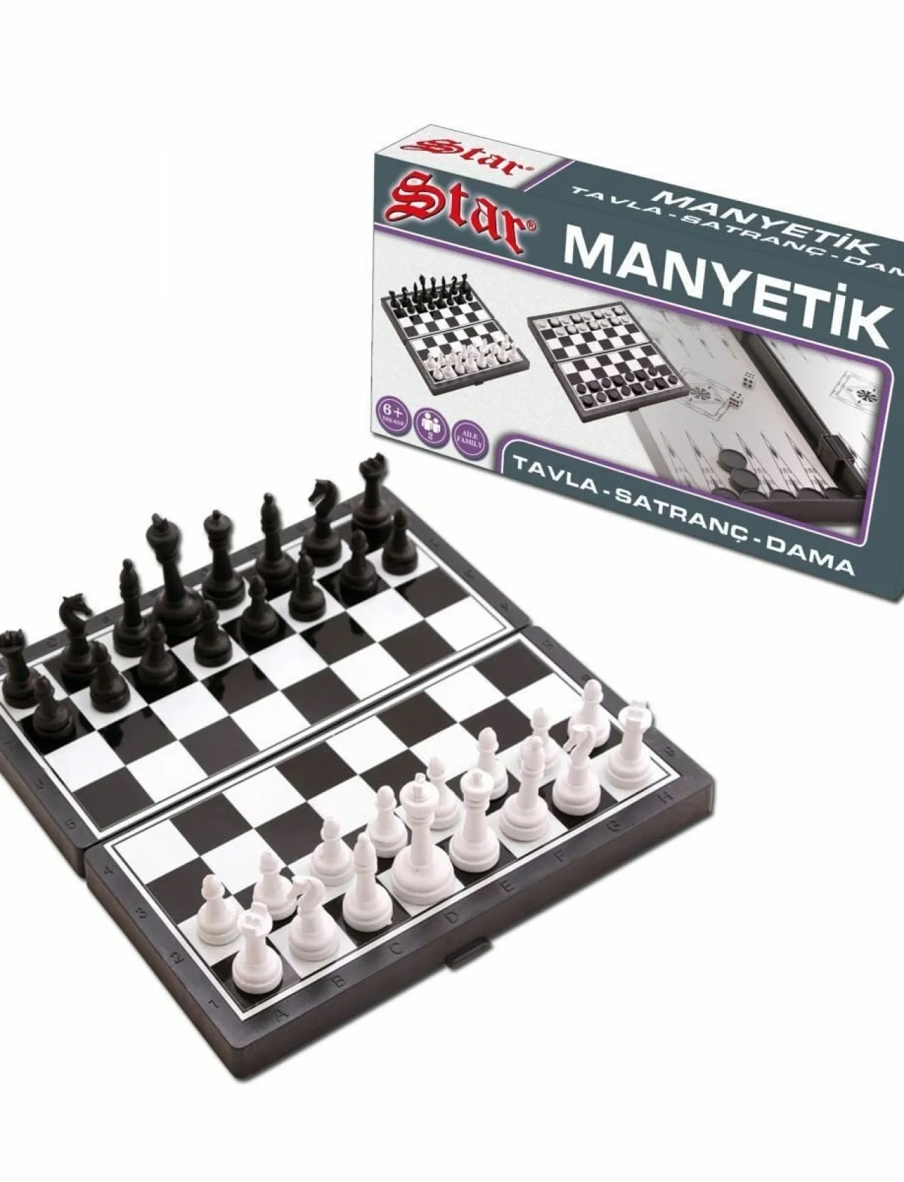 1050170 Manyetik Satranç-Tavla 2si 1 Arada -Starokey
