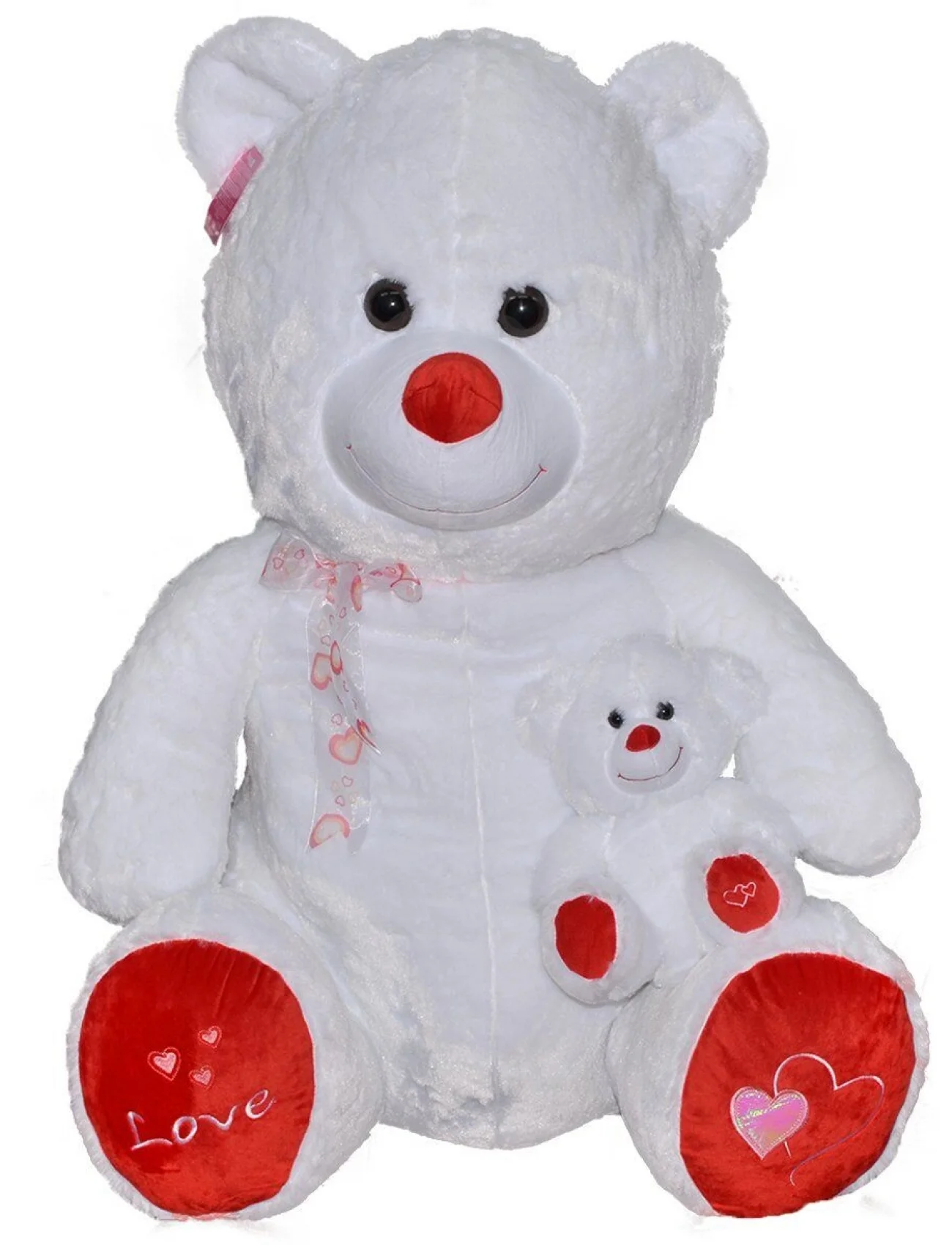 1085B Selay, Yavrulu Ayı 100 cm Beyaz