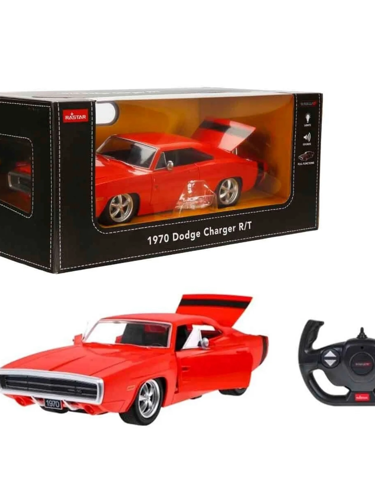 1099000 SUN-RAS-RC ARABA 1 16 1970 DODGE CHARGER RT FF SESLİ IŞIKLI 2 4GHZ