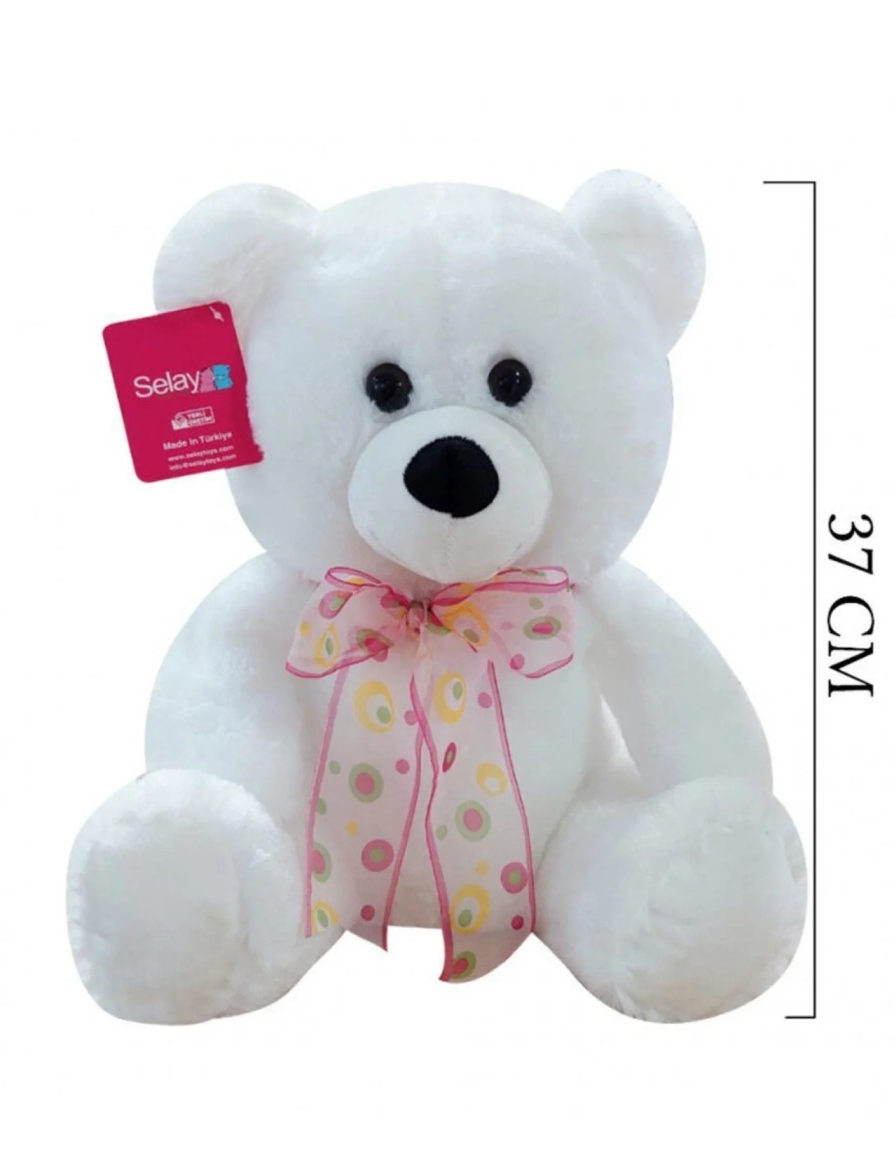 1178B Selay, Oturan Ayı 37 cm Beyaz