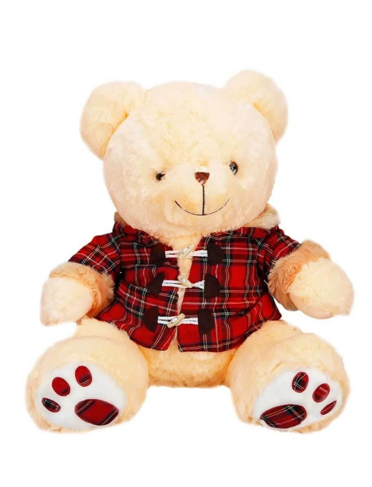 1510 Ekose Elbiseli Peluş Ayı 45 cm -Sunman