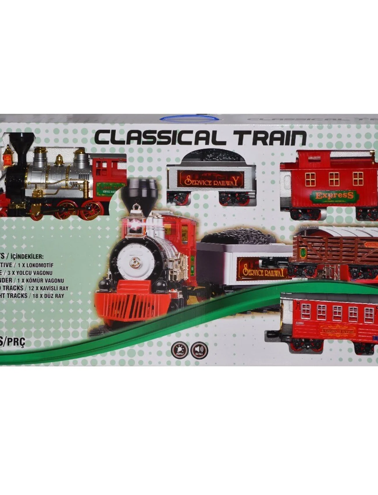 1555 Klasik Tren Seti Sesli ve Işıklı 35 Parça