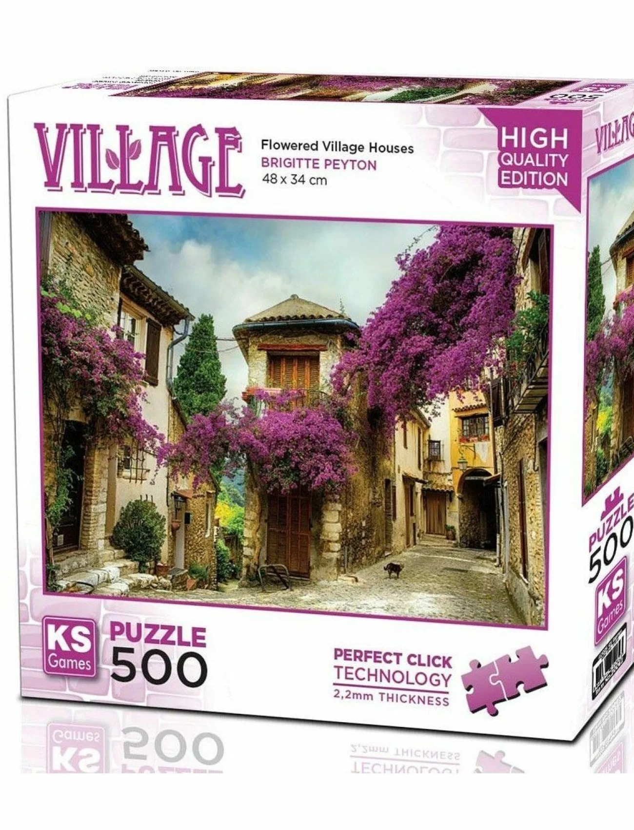 20062Flowered Village Houses 500 Parça Puzzle