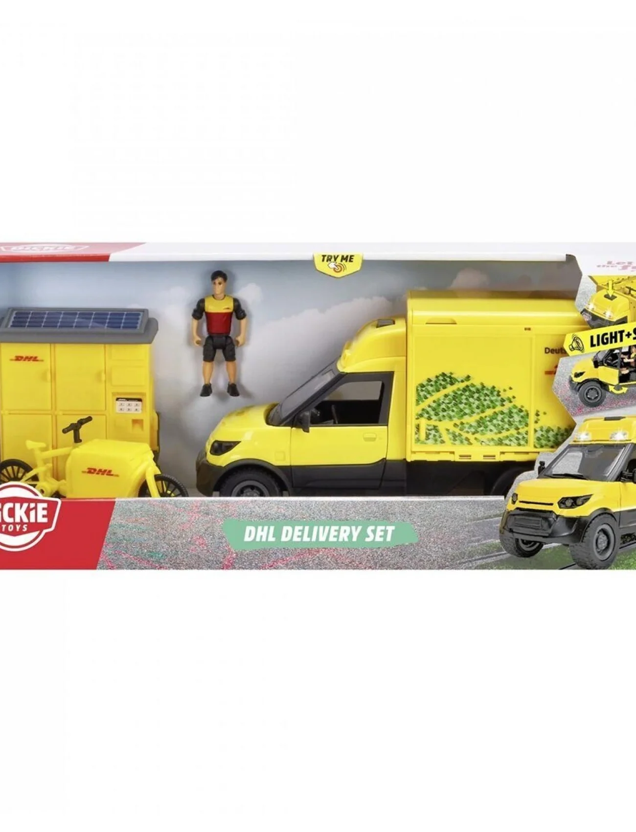203747020 Dickie DHL Delivery Setfreewheel Delivery vehicle packaging statio
