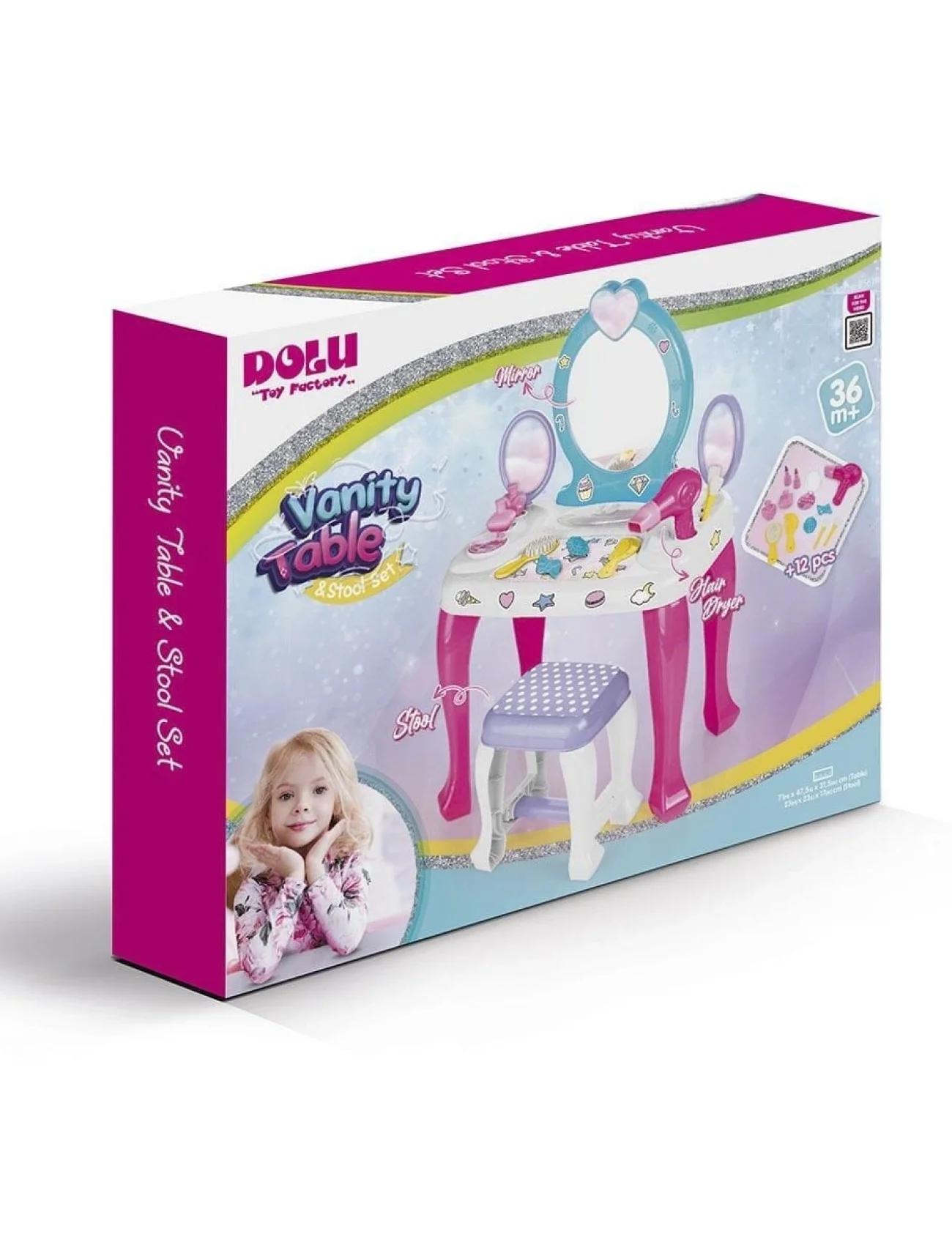 2568 OYUNCAK UNICORN MAKYAJ MASASI VE TABURE SETİ