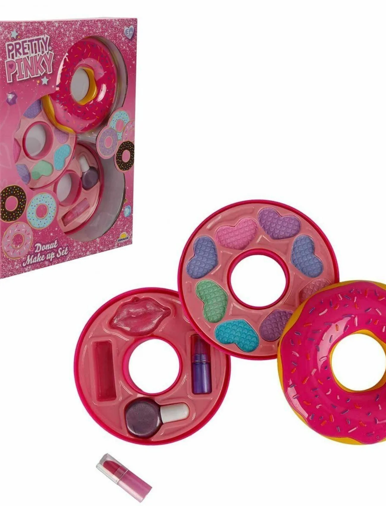 2596 Donut Şekilli 2 Katlı Makyaj Güzellik Seti -Sunman