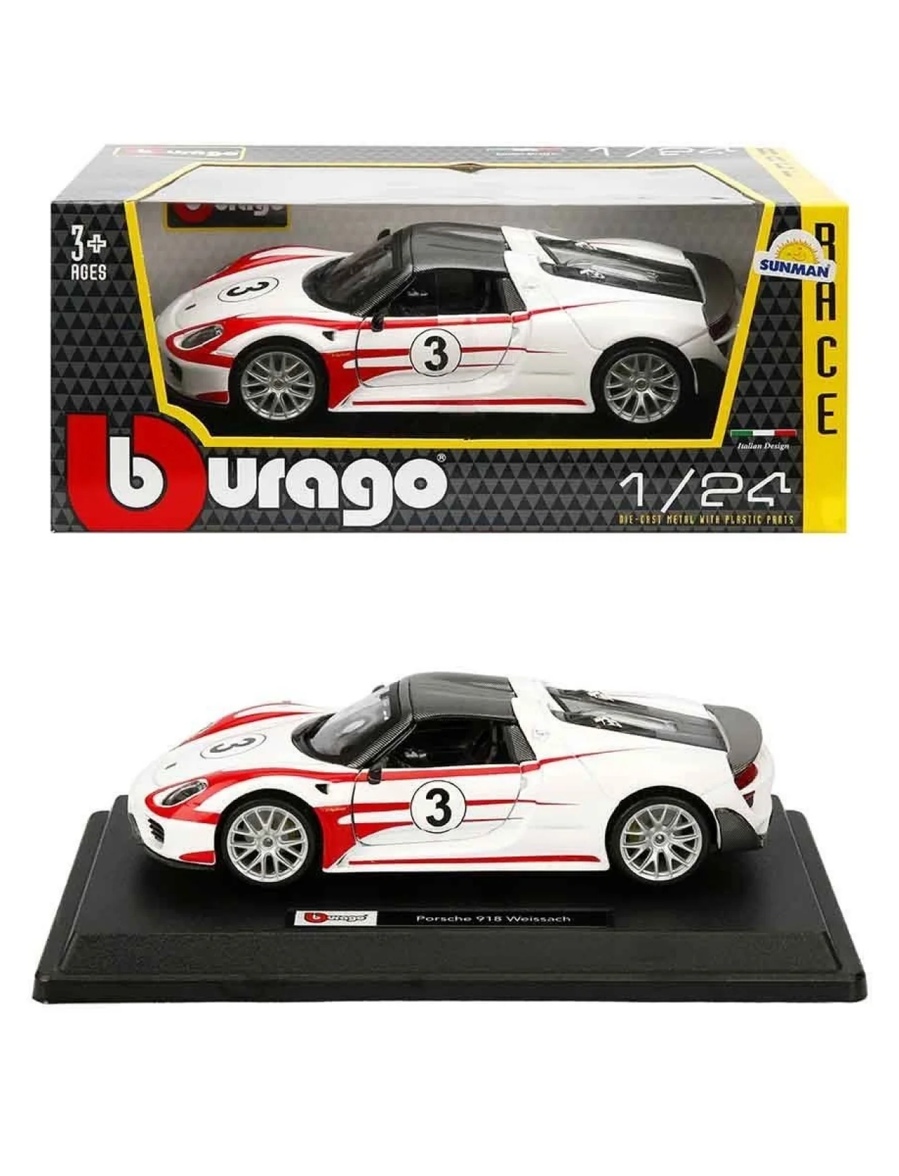 28009 Burago Porsche 918 Spyder 1:24 Model Araba -Sunman
