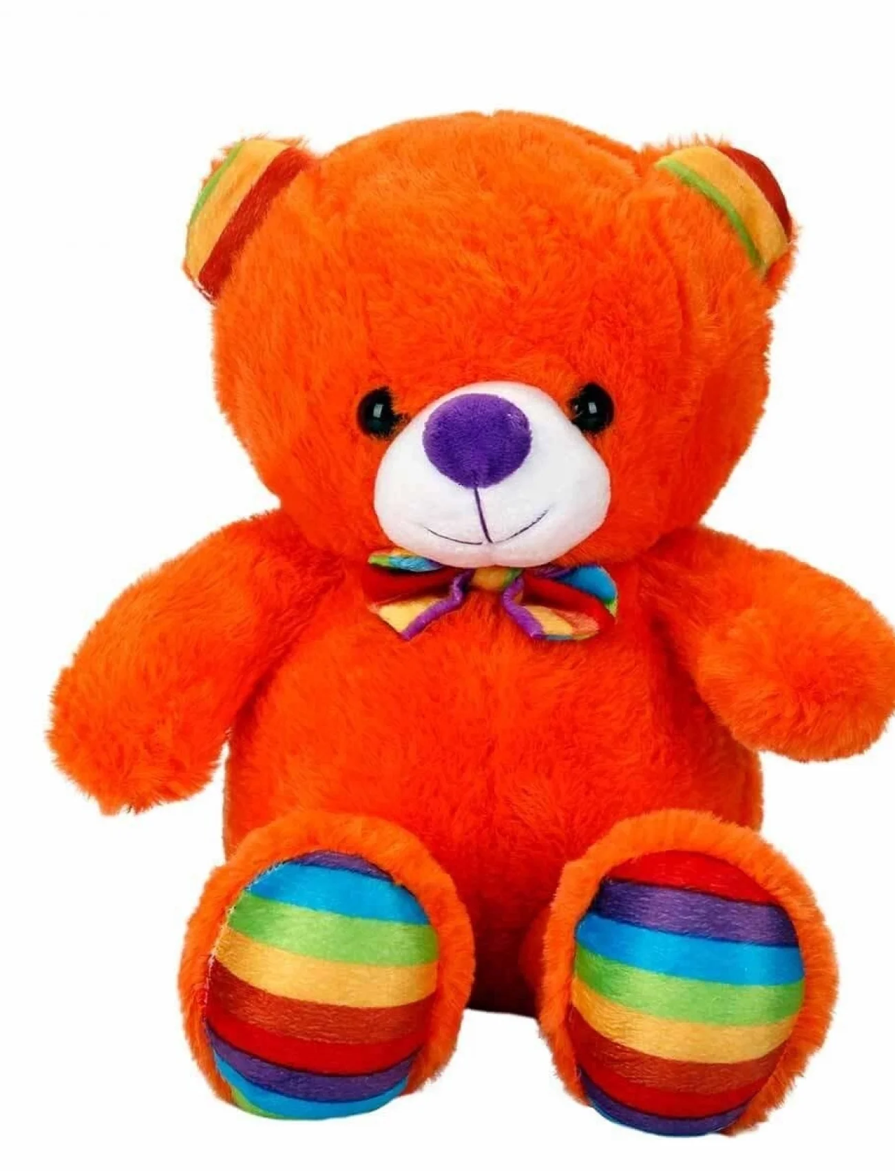 2962 Oturan Kurdeleli Renkli Peluş Ayı 30 cm -Sunman