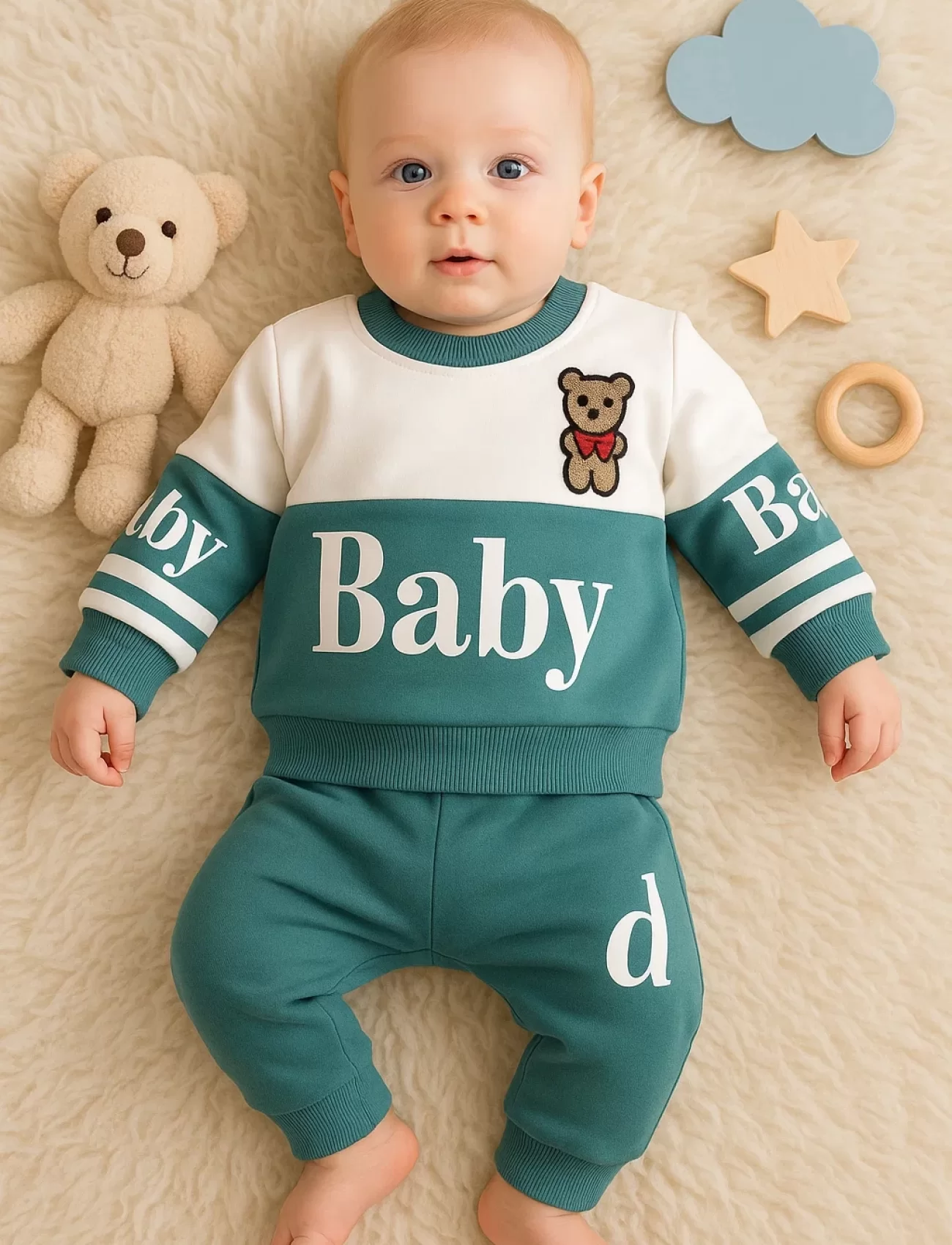 3-18 Ay Erkek Bebek Alt&Üst Takımı Baby 2li Yeşil