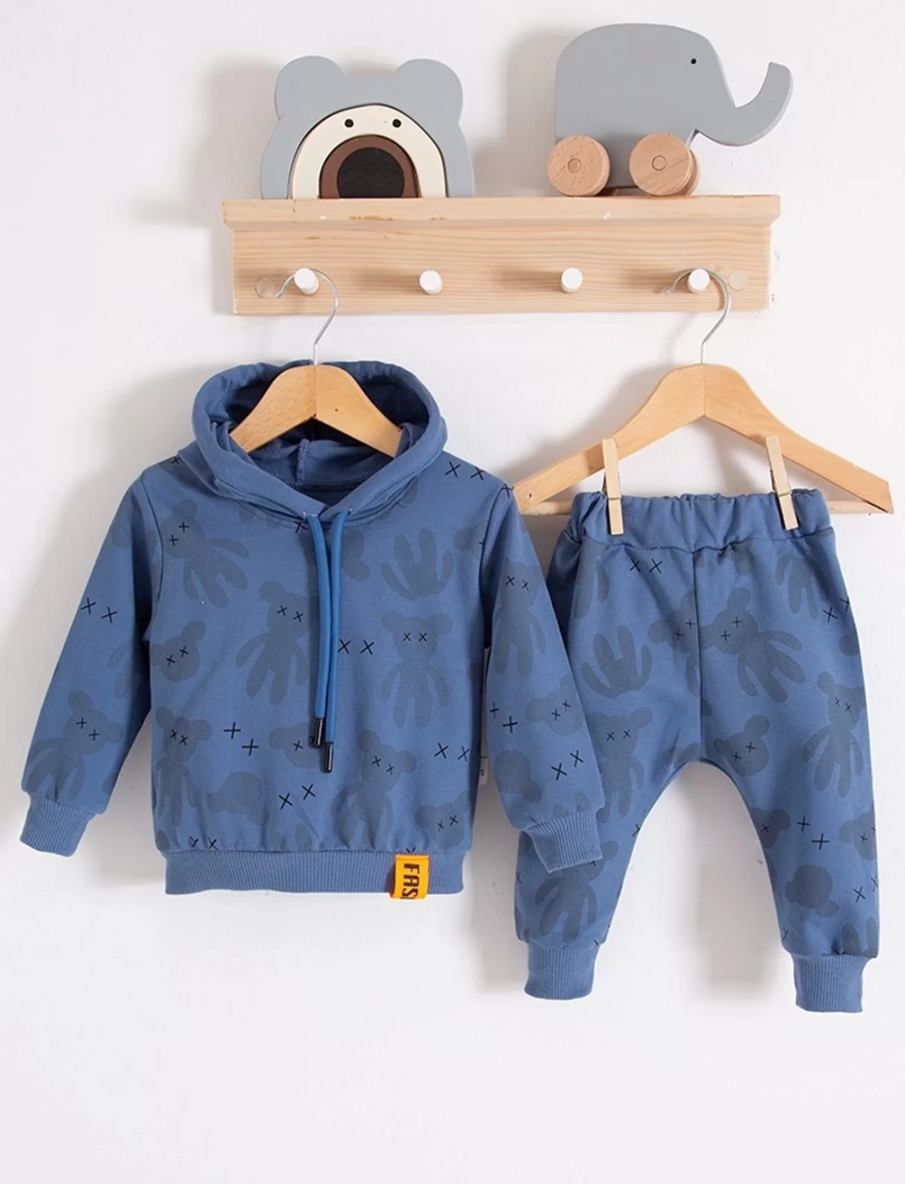 3-18 Ay Erkek Bebek Takımı Cool Bear Kapüşonlu Lacivert