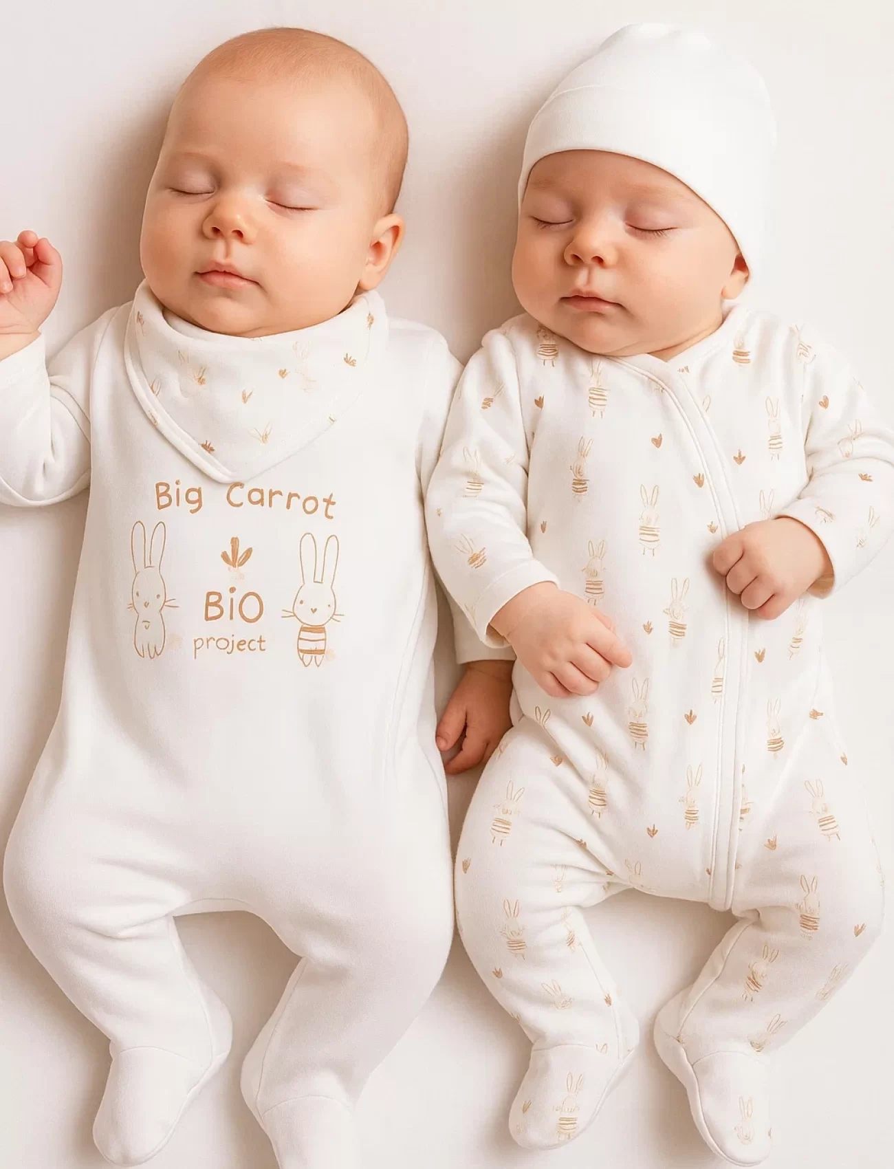 3-6 Ay Big Carrot Kız Bebek 4lü Tulum Seti Beyaz