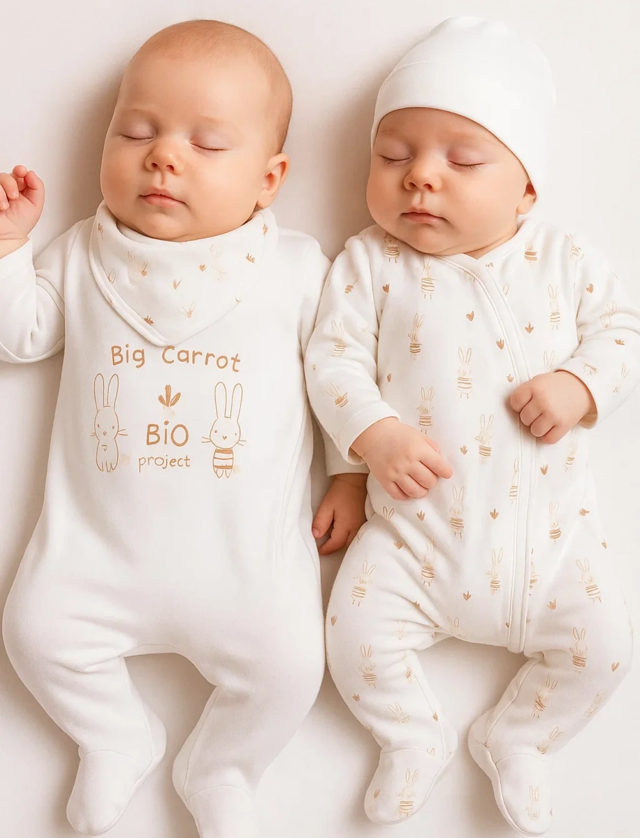 3-6 Ay Big Carrot Kız Bebek 4lü Tulum Seti Beyaz