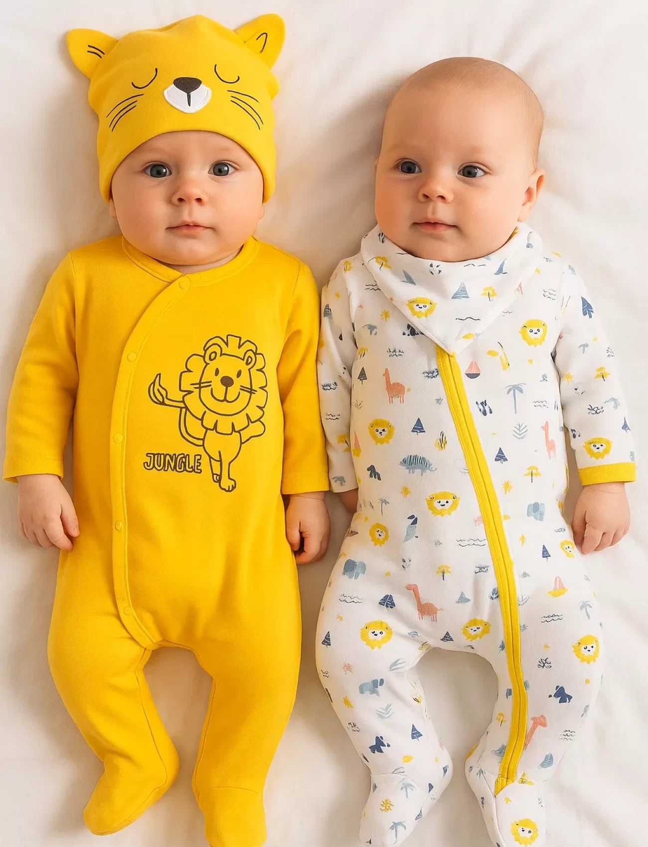 3-6 Ay Mini Jungle Aslan Erkek Bebek 4lü Tulum Seti Sarı