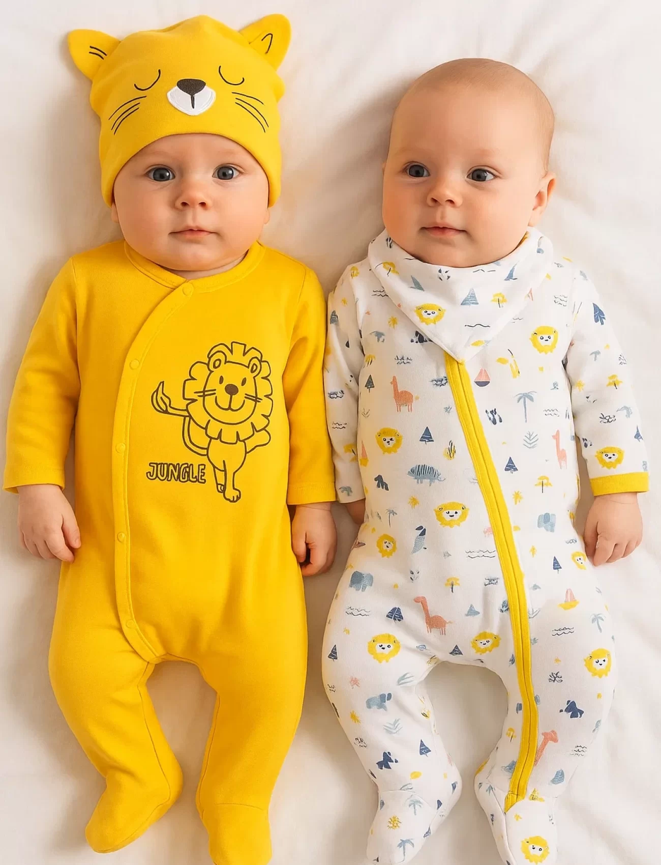 3-6 Ay Mini Jungle Aslan Erkek Bebek 4lü Tulum Seti Sarı