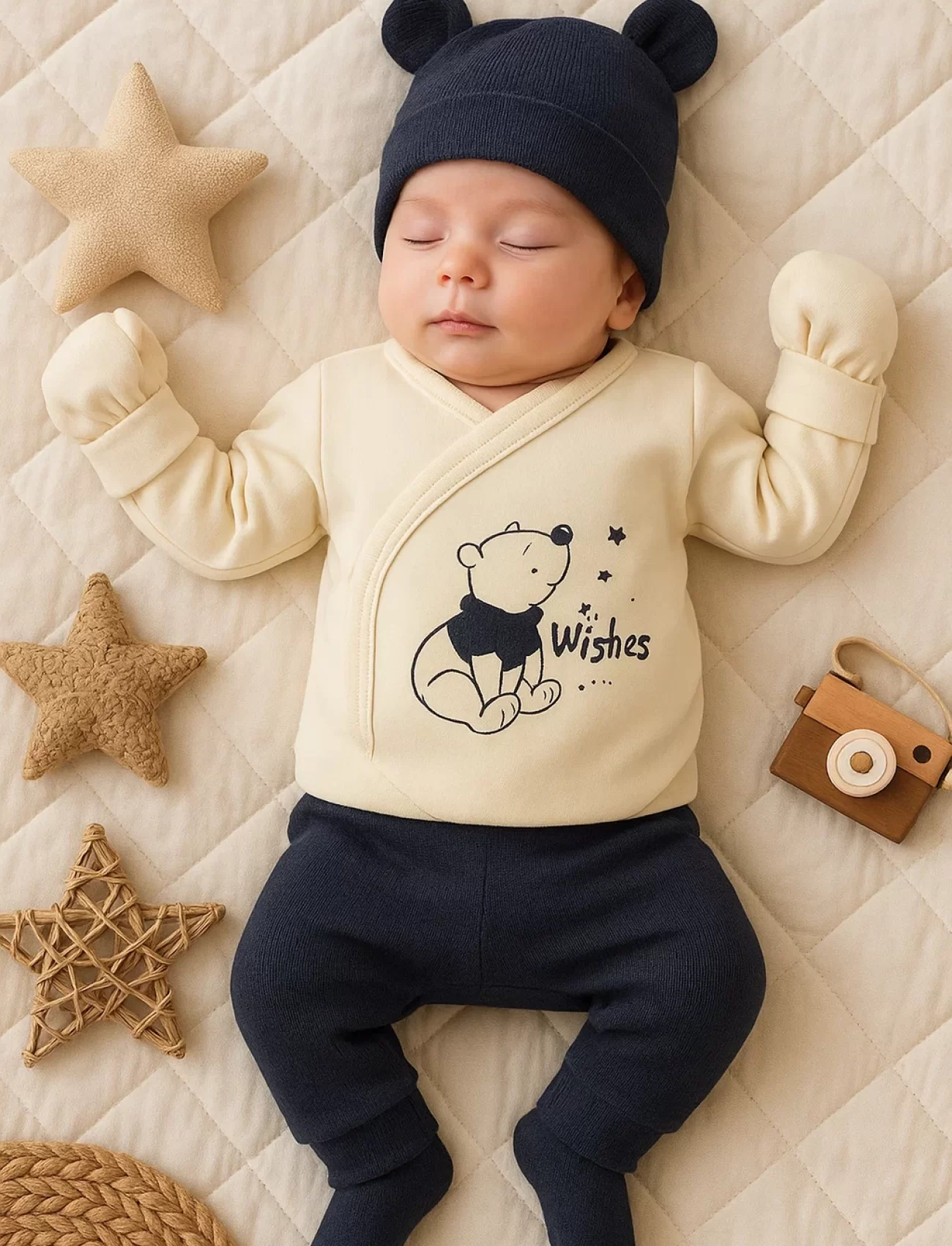 3 Ay Bebek Hastane Çıkışı Waffle Natural 5li Erkek Siyah