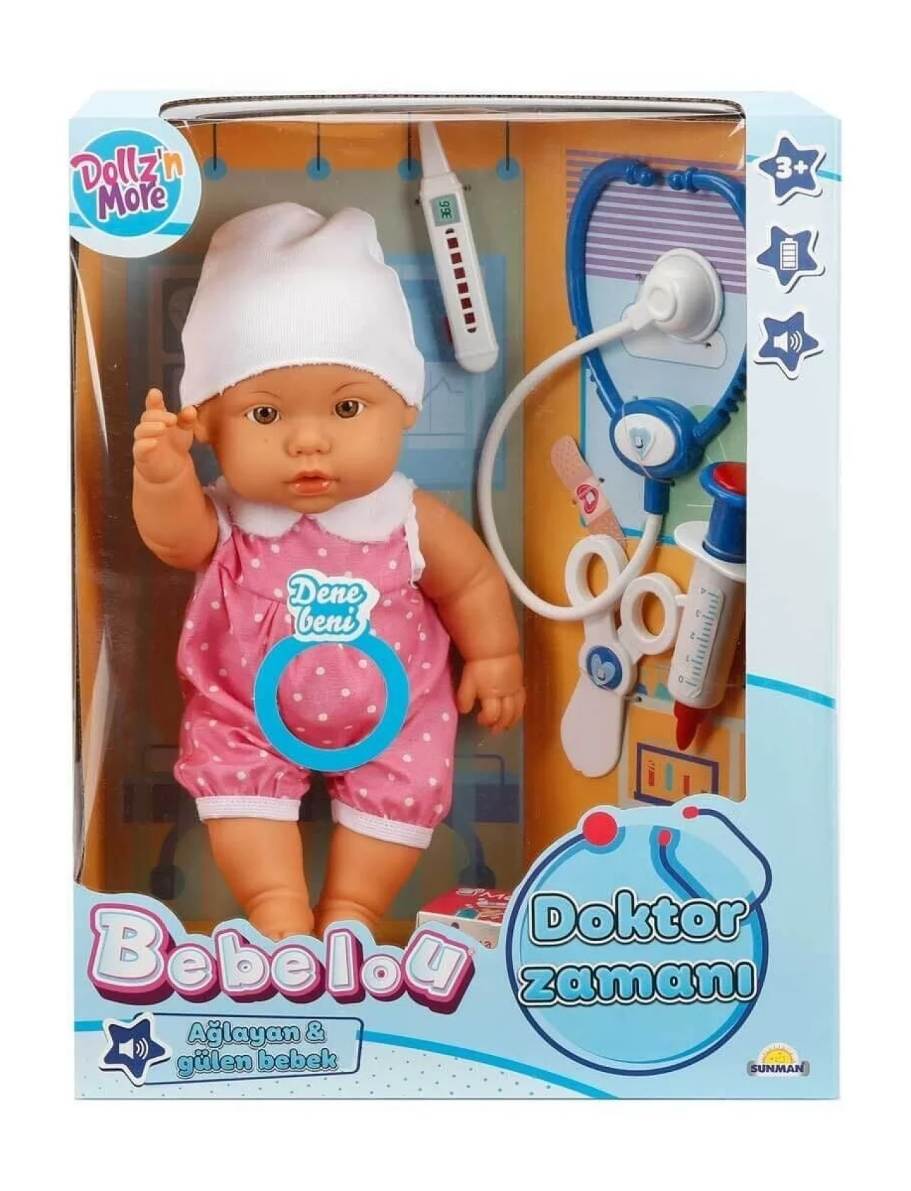 30111 Bebelou Doktor Zamanı Sesli Bebek Seti 35 cm -Sunman(Ürün oyuncaktır)