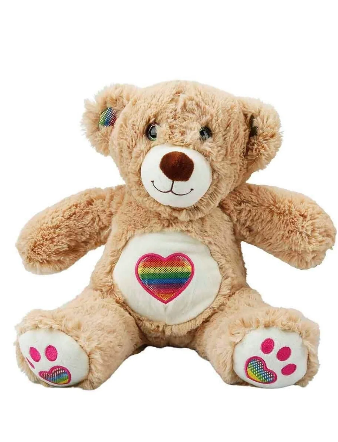 3184 Gökkuşağı Kalpli Peluş Ayı 30 cm -Sunman