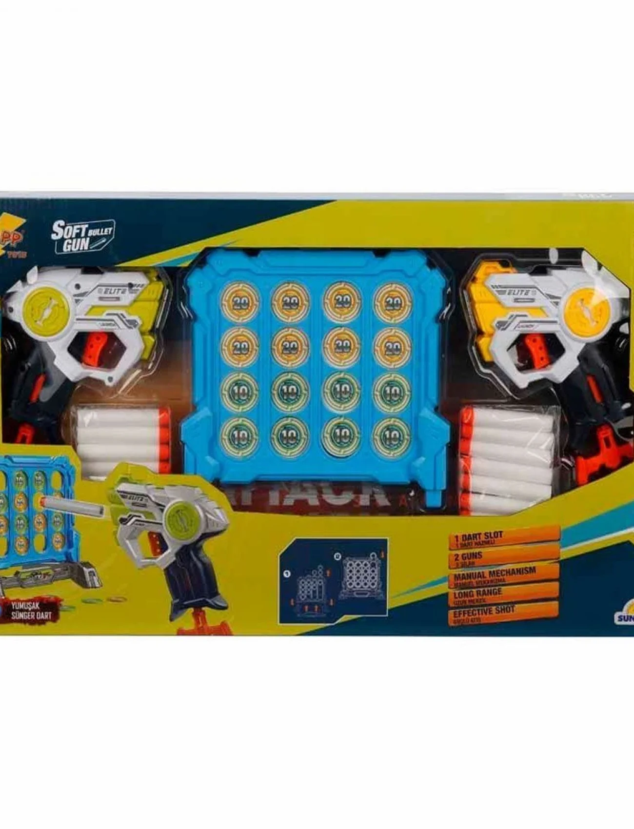 3574 Zapp Toys Hedef Tahtalı Sünger Dart Atan Silah Seti -Sunman