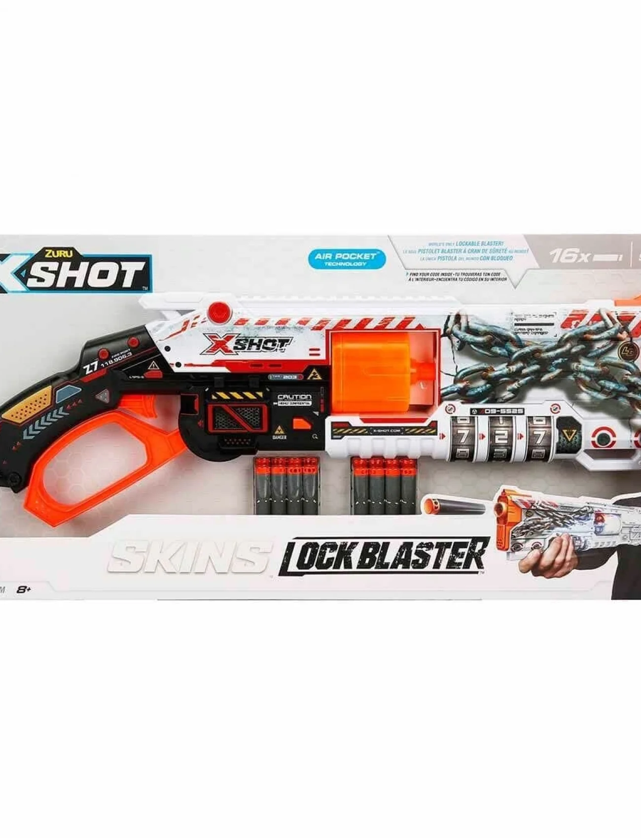 36606 X-Shot Skins Lock Blaster 16 Mermili Sünger Dart Atan Silah 56 cm -Sunman