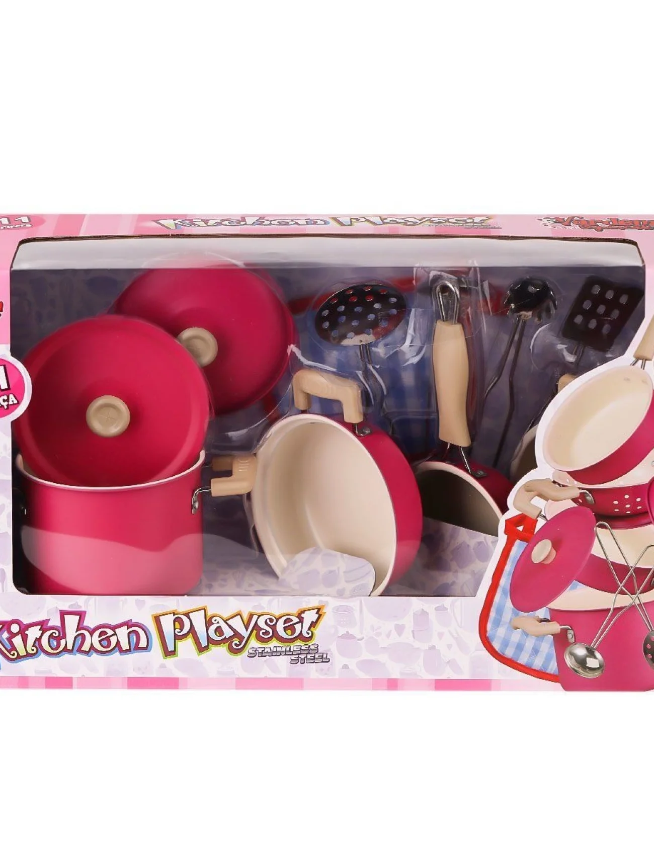 3815-6A Emaye Tencere 11 Parça Pembe -Vardem Oyuncak