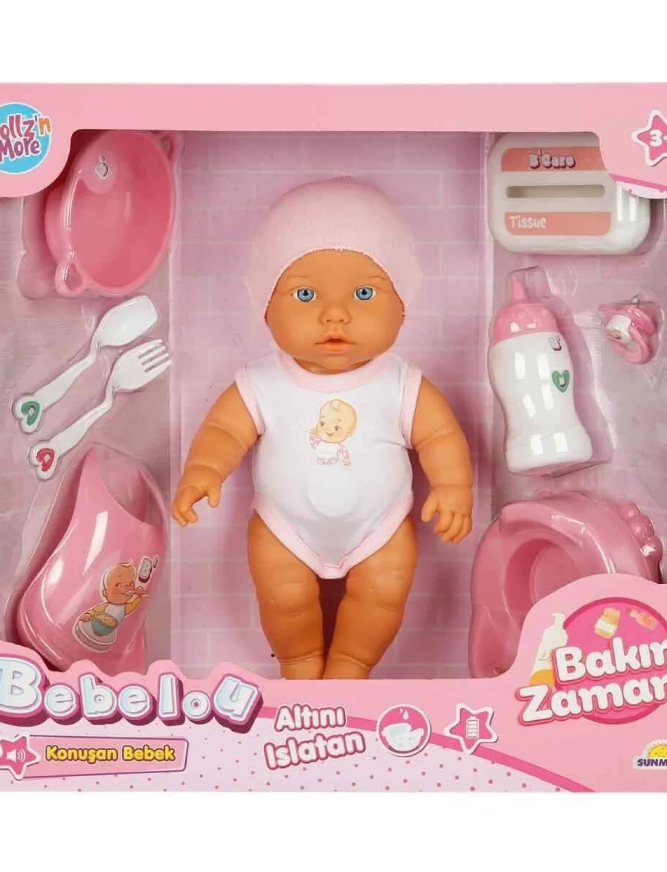 3823 Bebelou Bakım Zamanı Sesli Gülen Ağlayan Bebek 32 cm -Sunman