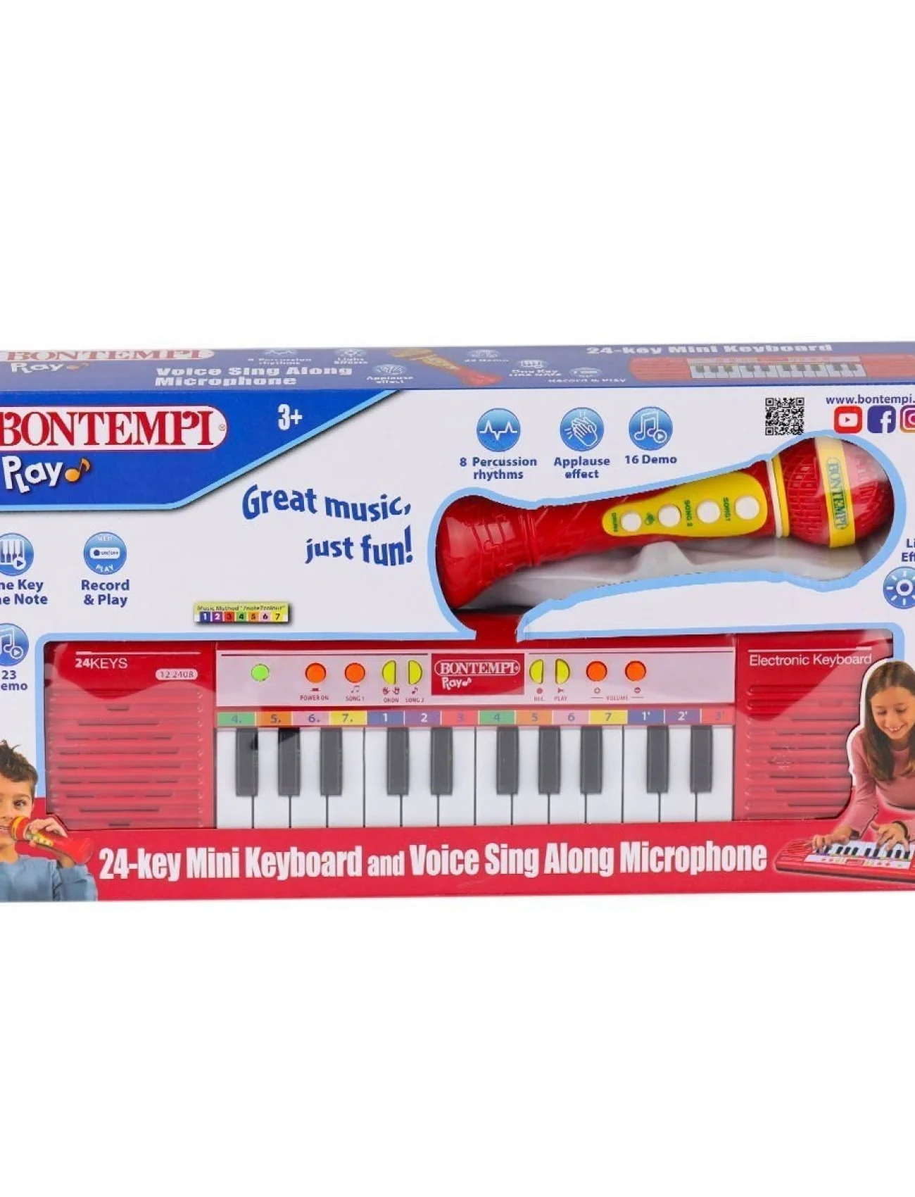 4002120  Elektronik Mikrofonlu Org 24 Tuş Kırmızı -Sunman