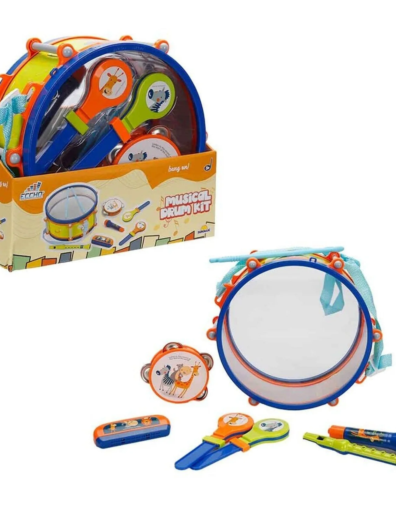 4254 SUN-RST-ECH-MÜZİK SET DAVUL 2MARAKAS TEF FLÜT MİKROFON 2BAGET MIZIKA