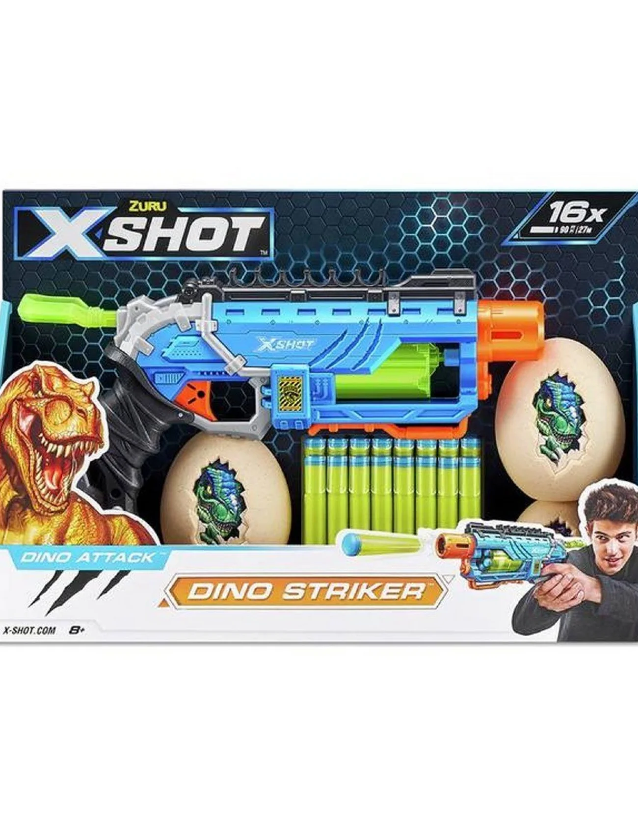 4860 X Shot Sünger Atan Dino Attack Striker Silah -Sunman