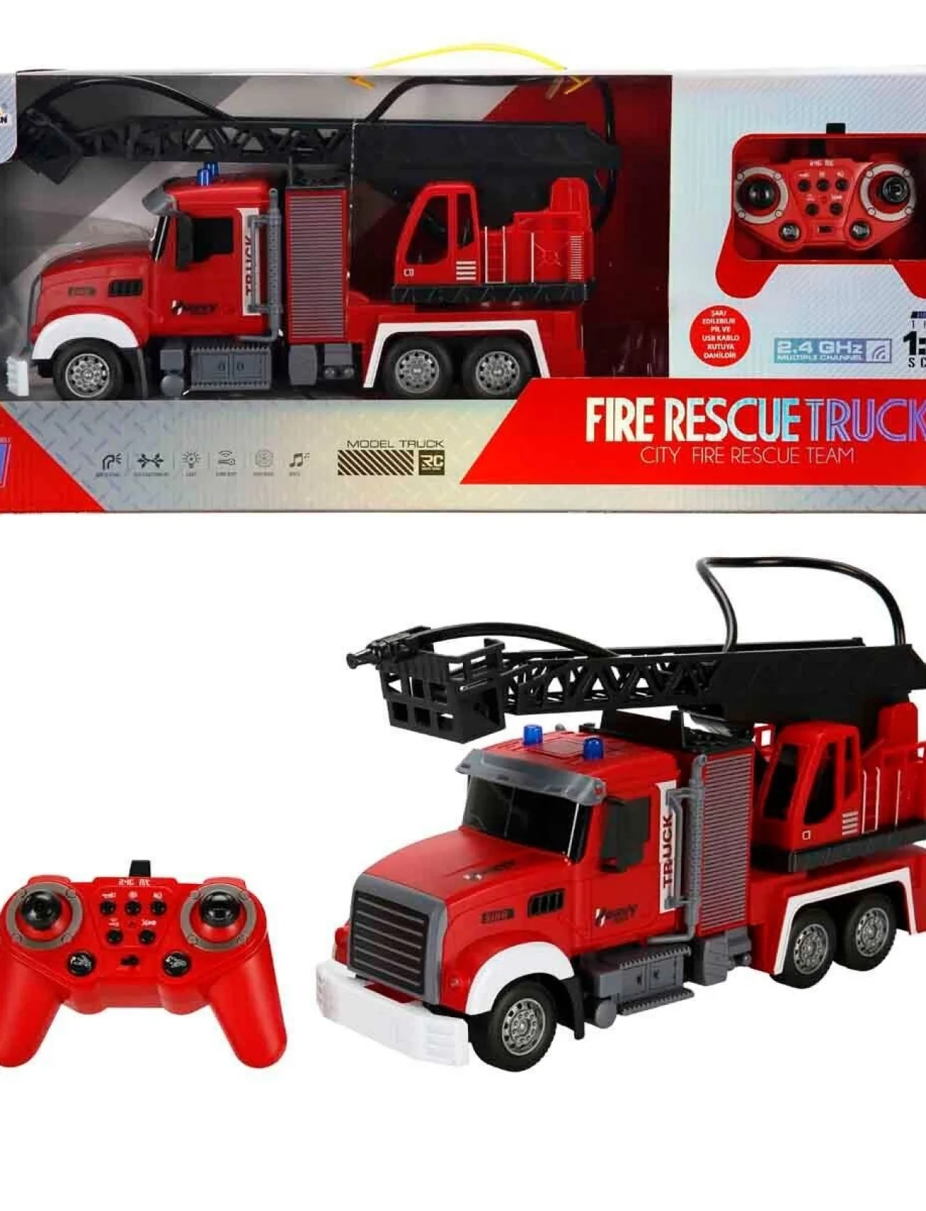 5092 SUN-RST-RC KAMYON 1 12 İTFAİYE FF SES IŞIK 3 7V USB 2 4 GHZ