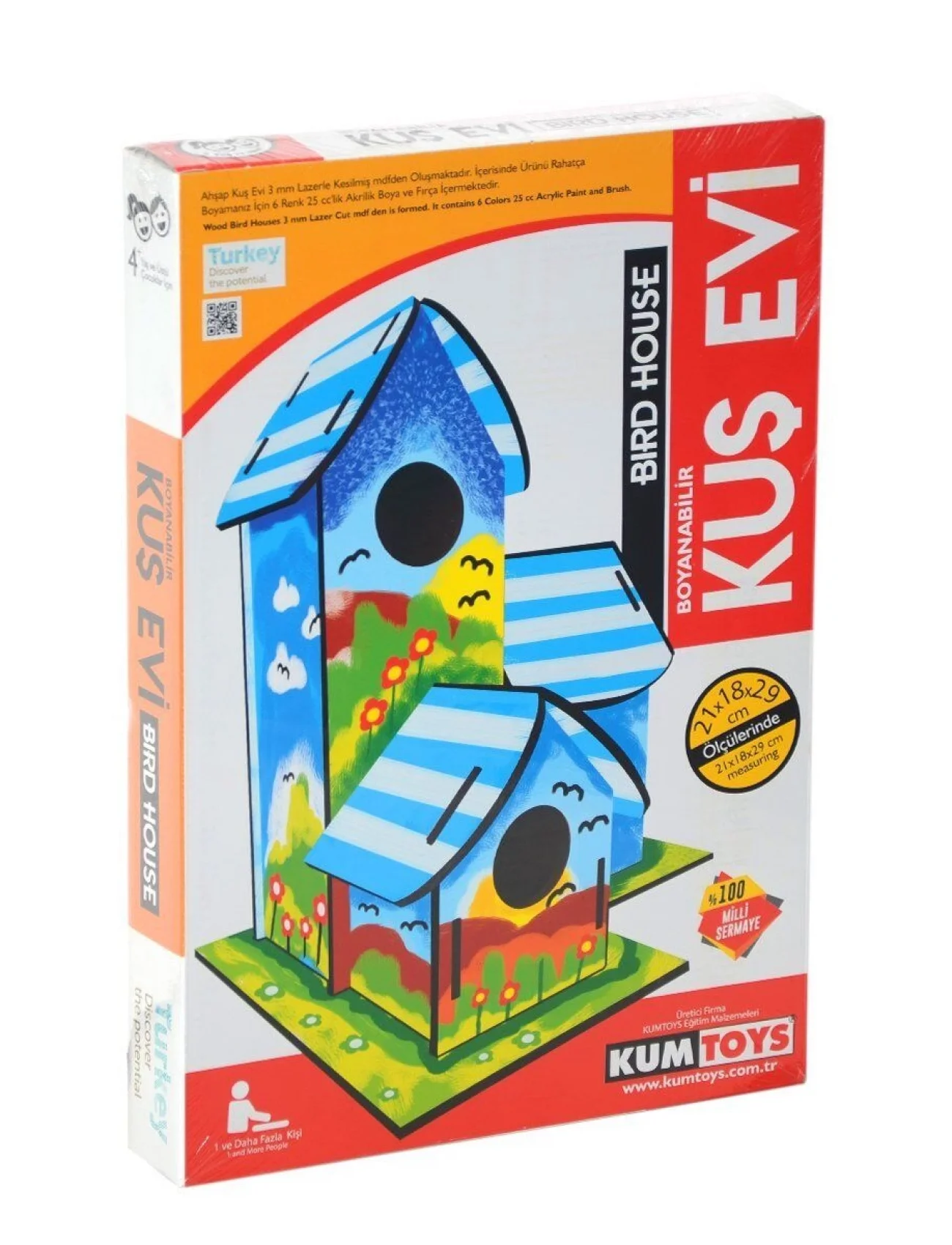 5269 Kumtoys Boyanabilir 3lü Kuş Evi - Bird House