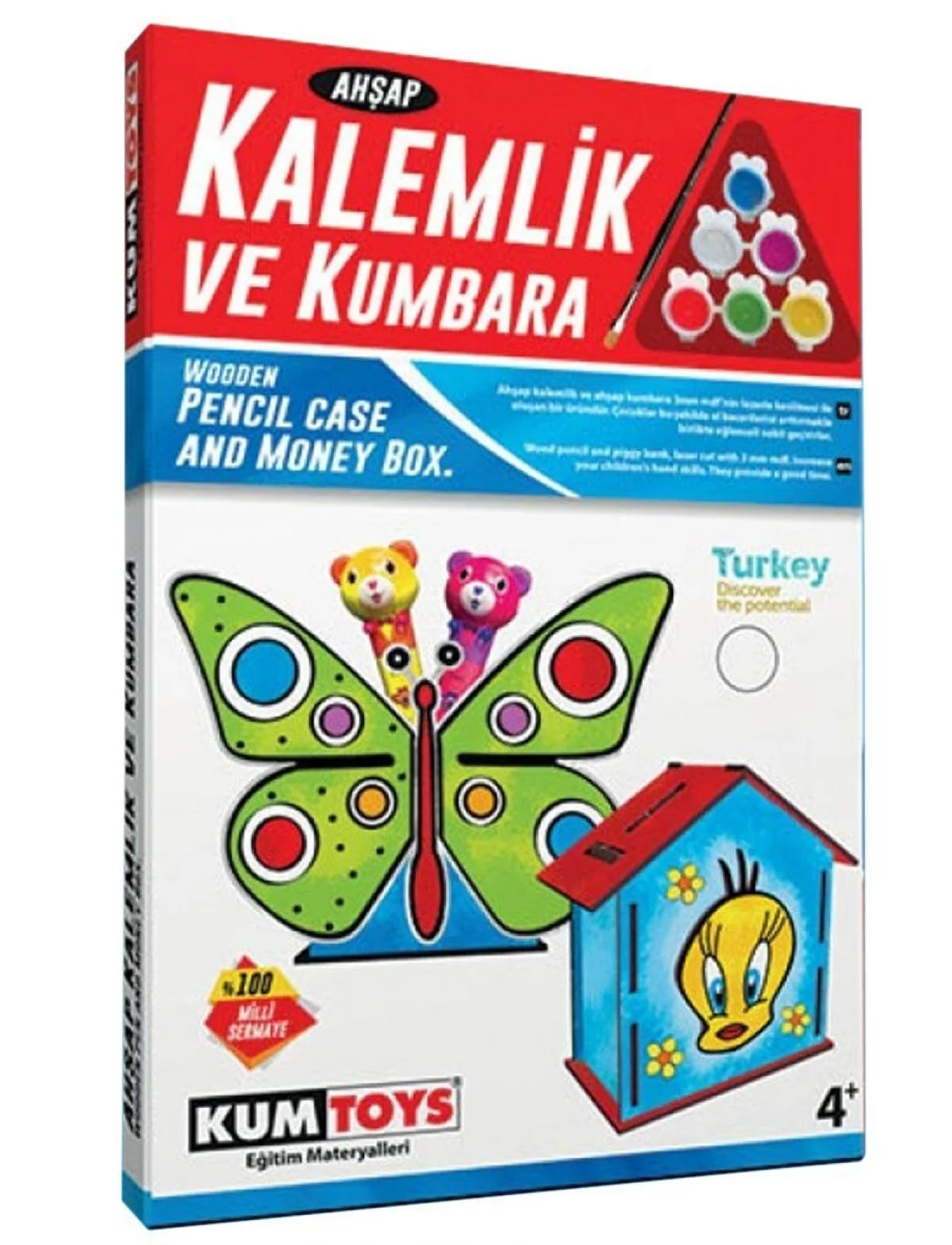 5304 Ahşap Kalemlik ve Kumbara Seti