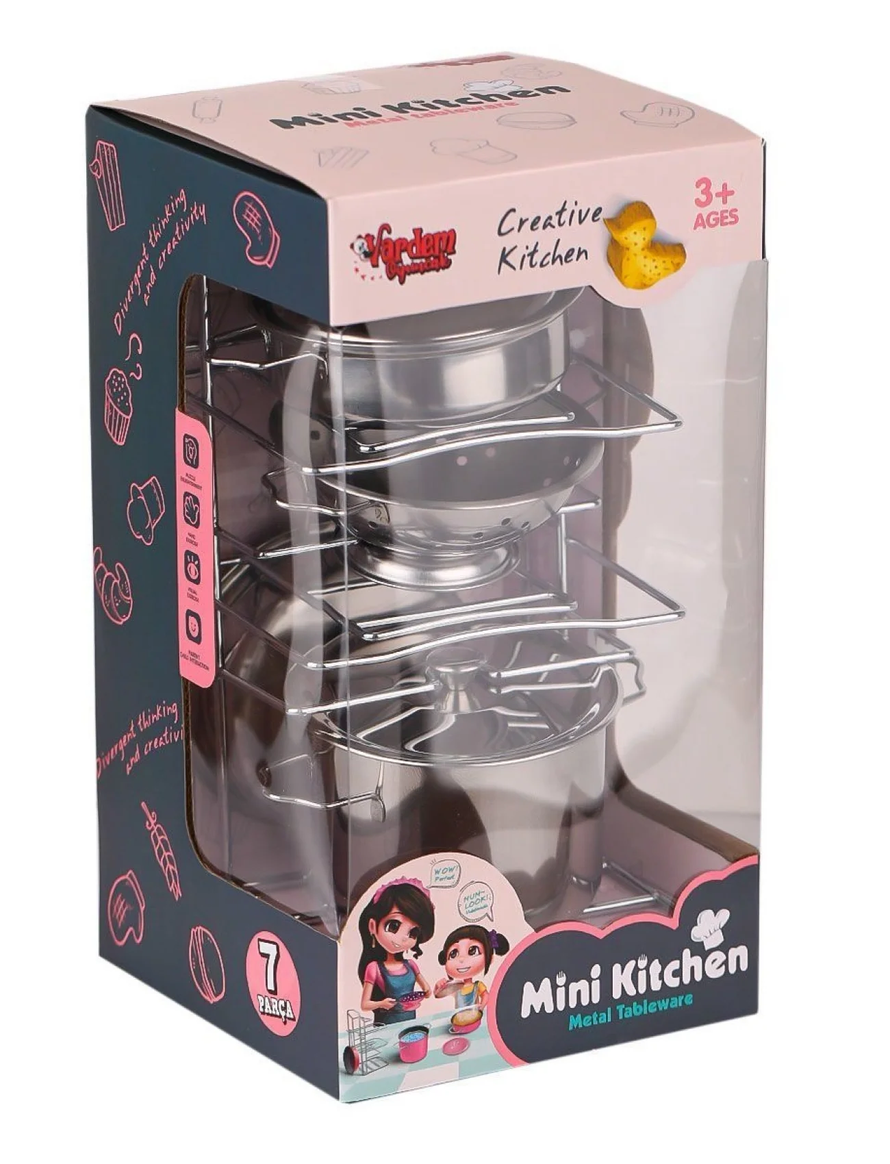 683E Çelik Tencere Tava Raflı 8 Parça -Vardem Oyuncak