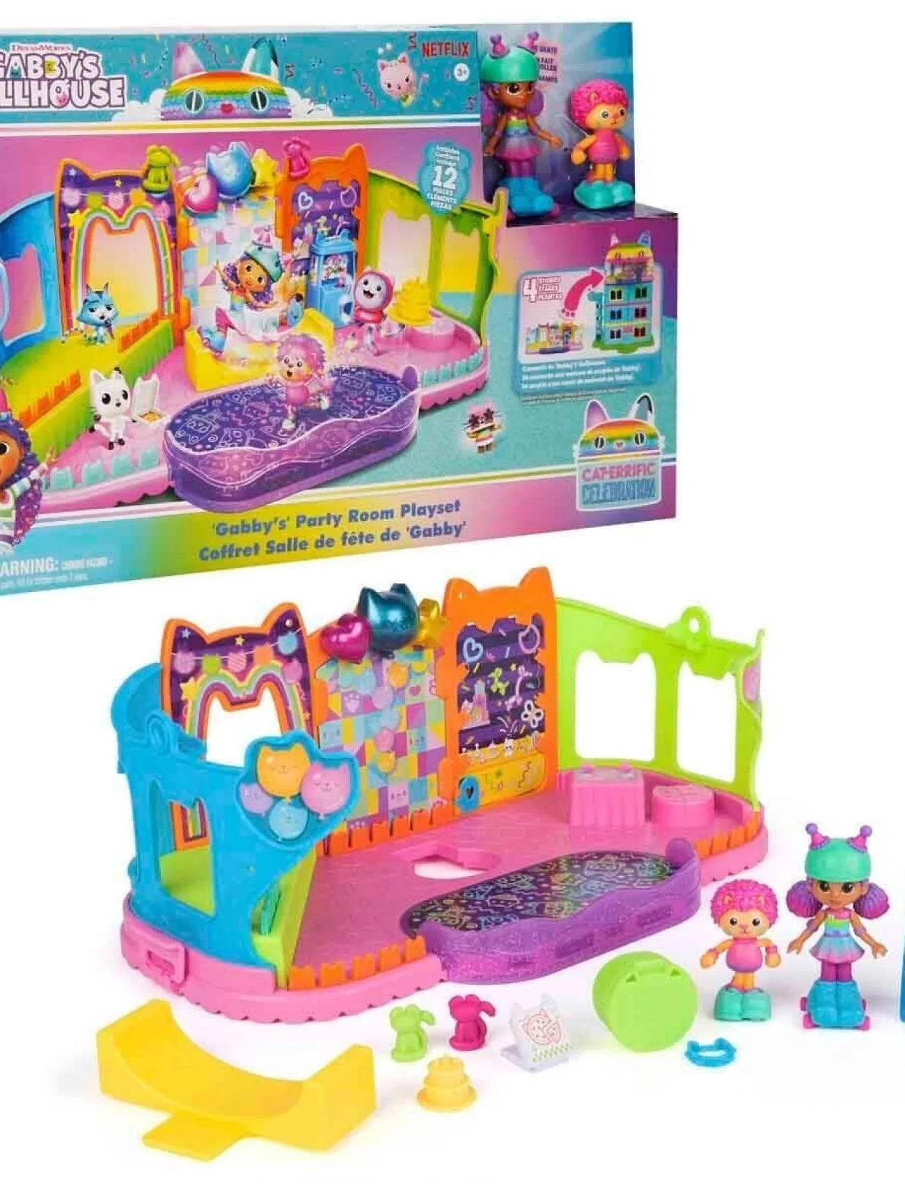 69755 SUN-SPM-FİGÜR OYUN SET GABBY S DOLLHOUSE ÇATI KATI PATEN PARTİSİ