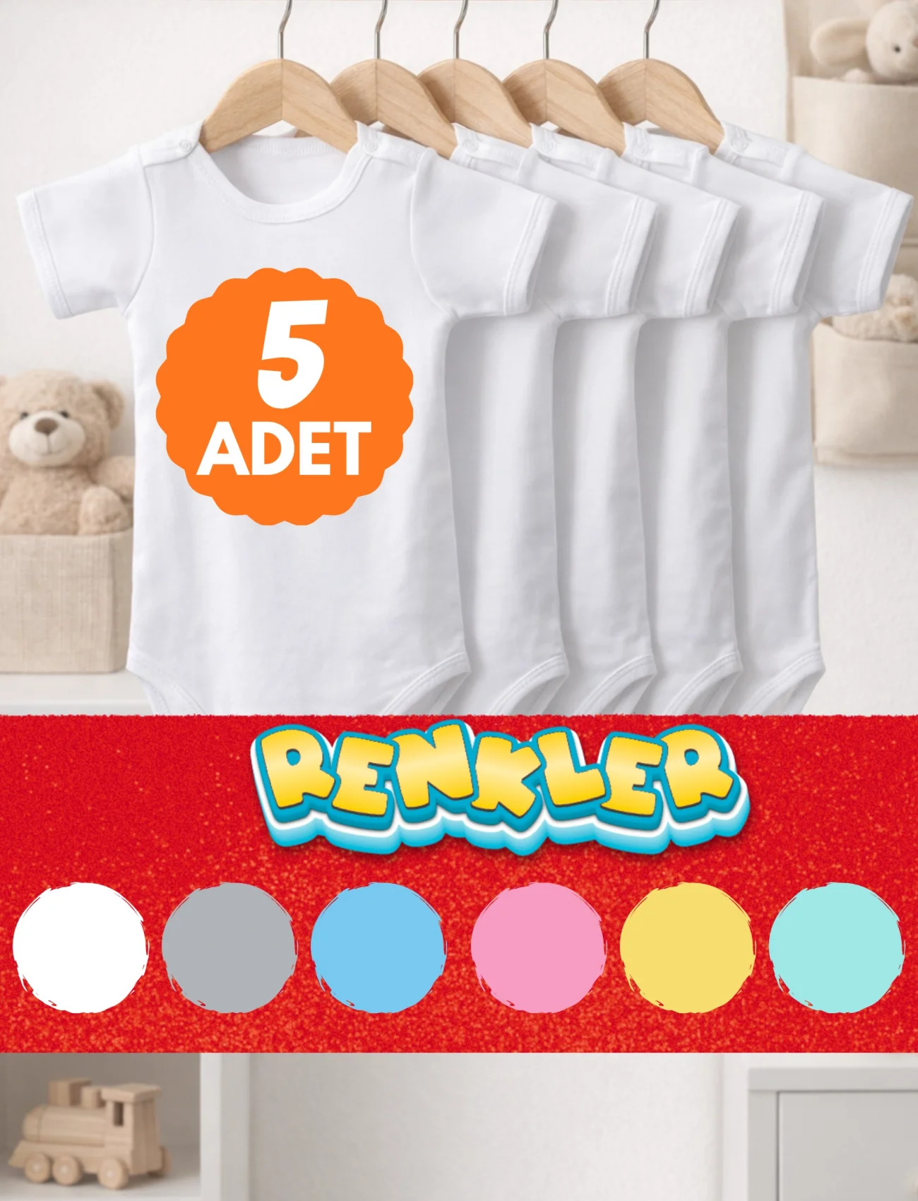 5li 2-12 Yaş Çocuk Body Kısa Kollu Esnek Kalıp Çıtçıtlı Bebek Zıbın