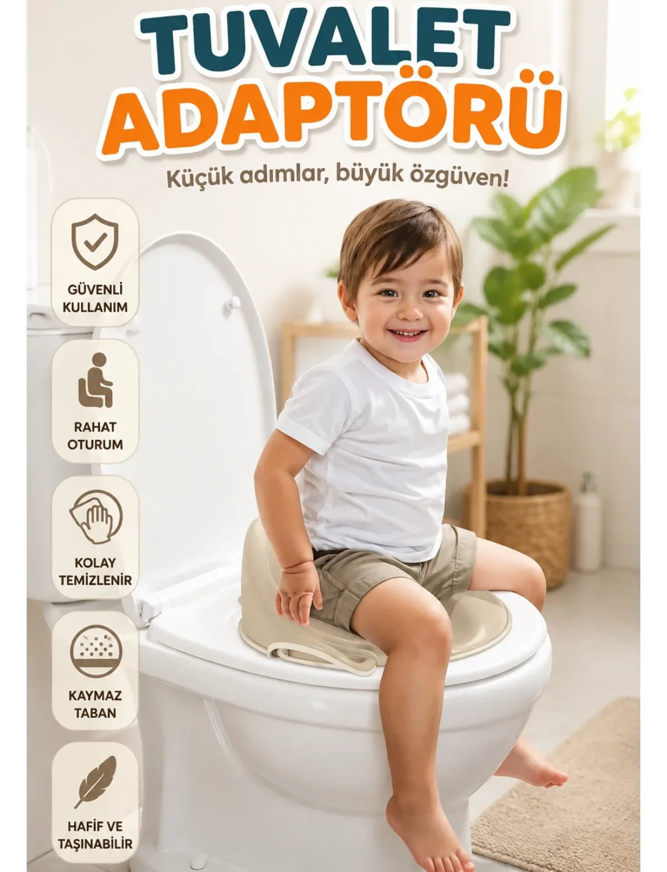 7185 TUVALET ALIŞTIRMA ADAPTORU-RELAX BEJ