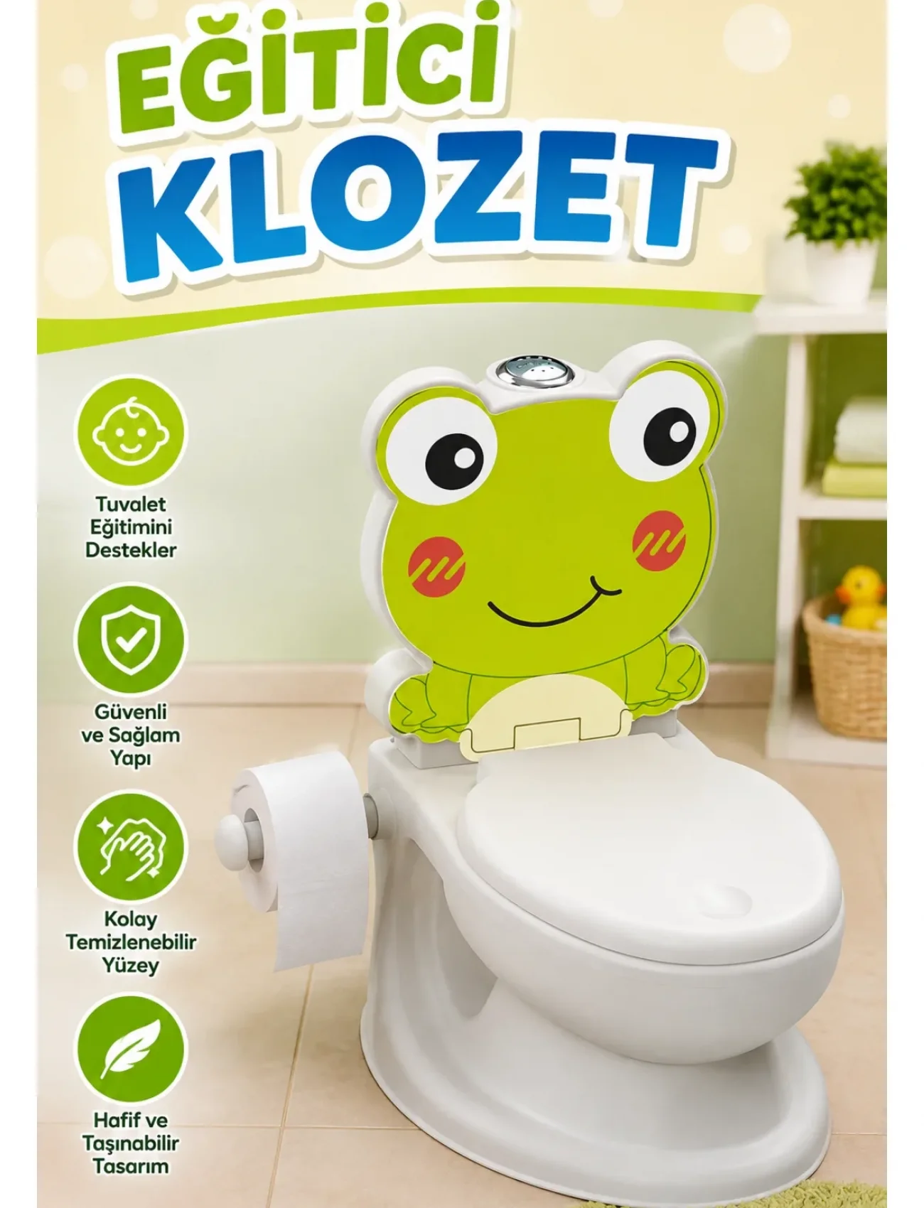 7238 Kurbağa Eğitici Klozet -Dolu Oyuncak