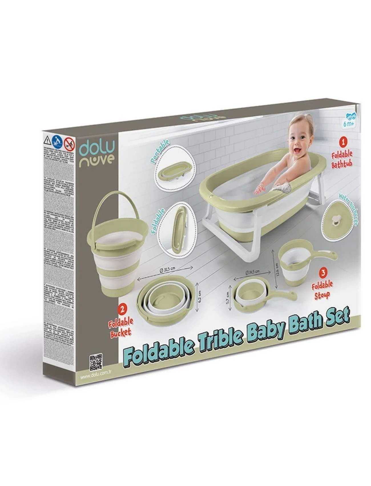 7272 Katlanabilir 3lü Bebek Banyo Seti  Eco -Yeşil