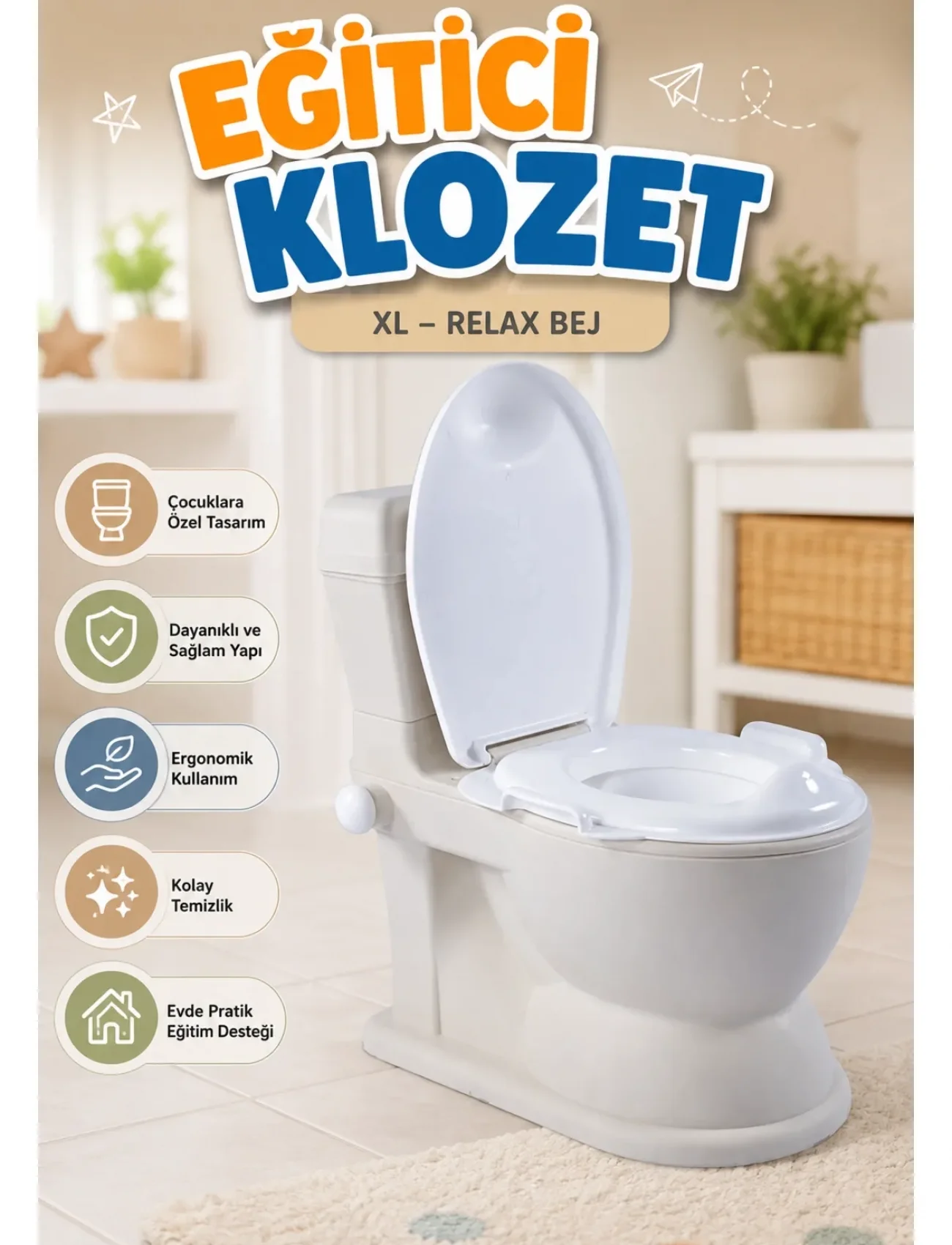 7562 Eğitici Klozet XL Relax Bej -Dolu Oyuncak