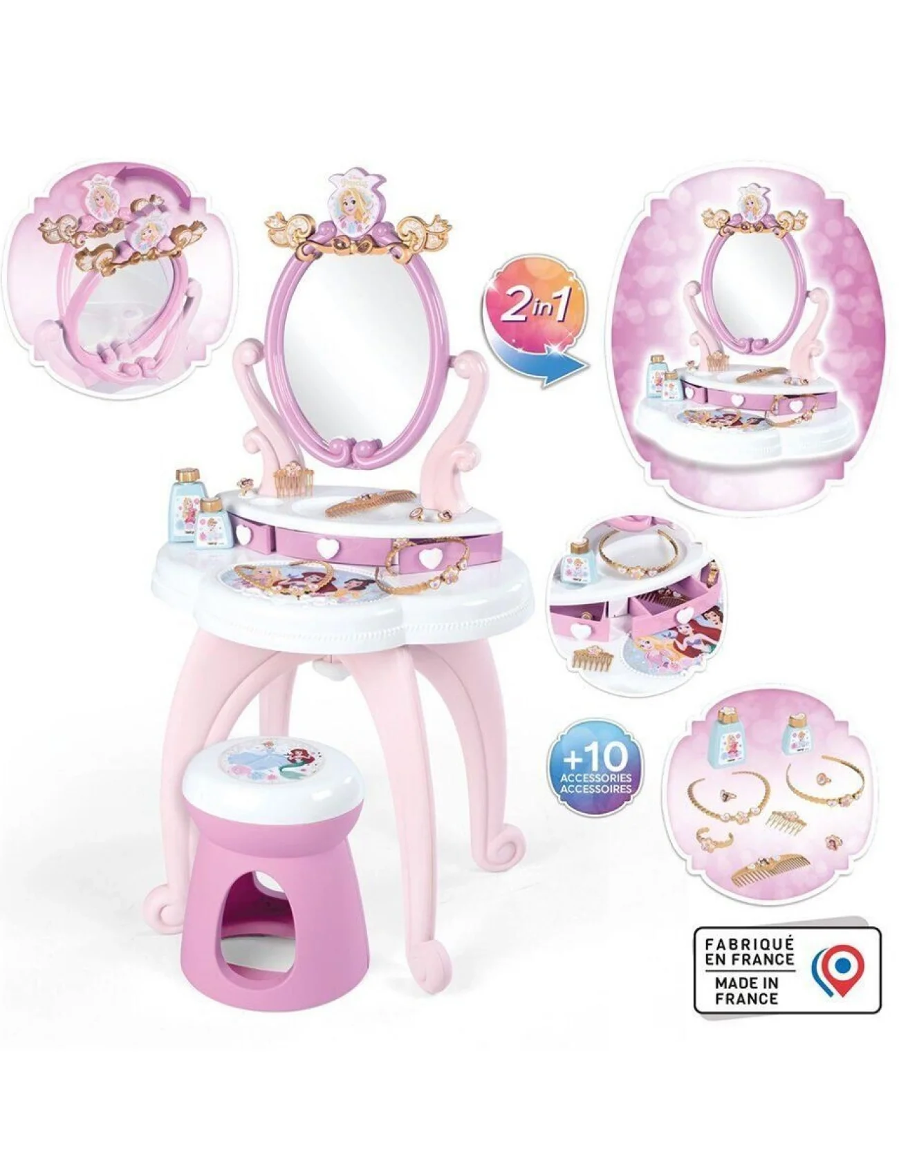 7600320250 Smoby Disney Prensesleri 2si1 arada Güzellik Masası Oyun Seti