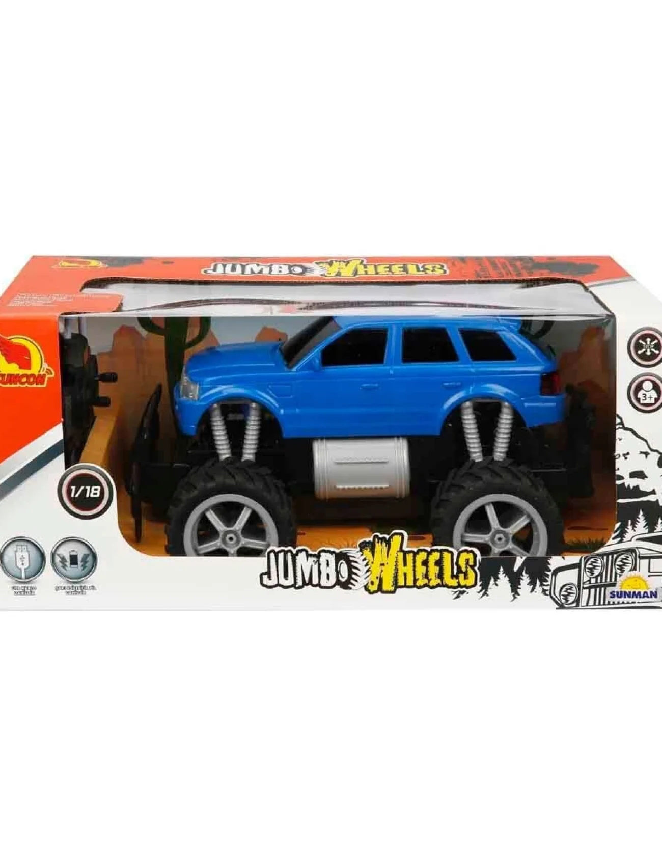 80012 1:18 Uzaktan Kumandalı Jumbo Wheels Usb Şarjlı Araba