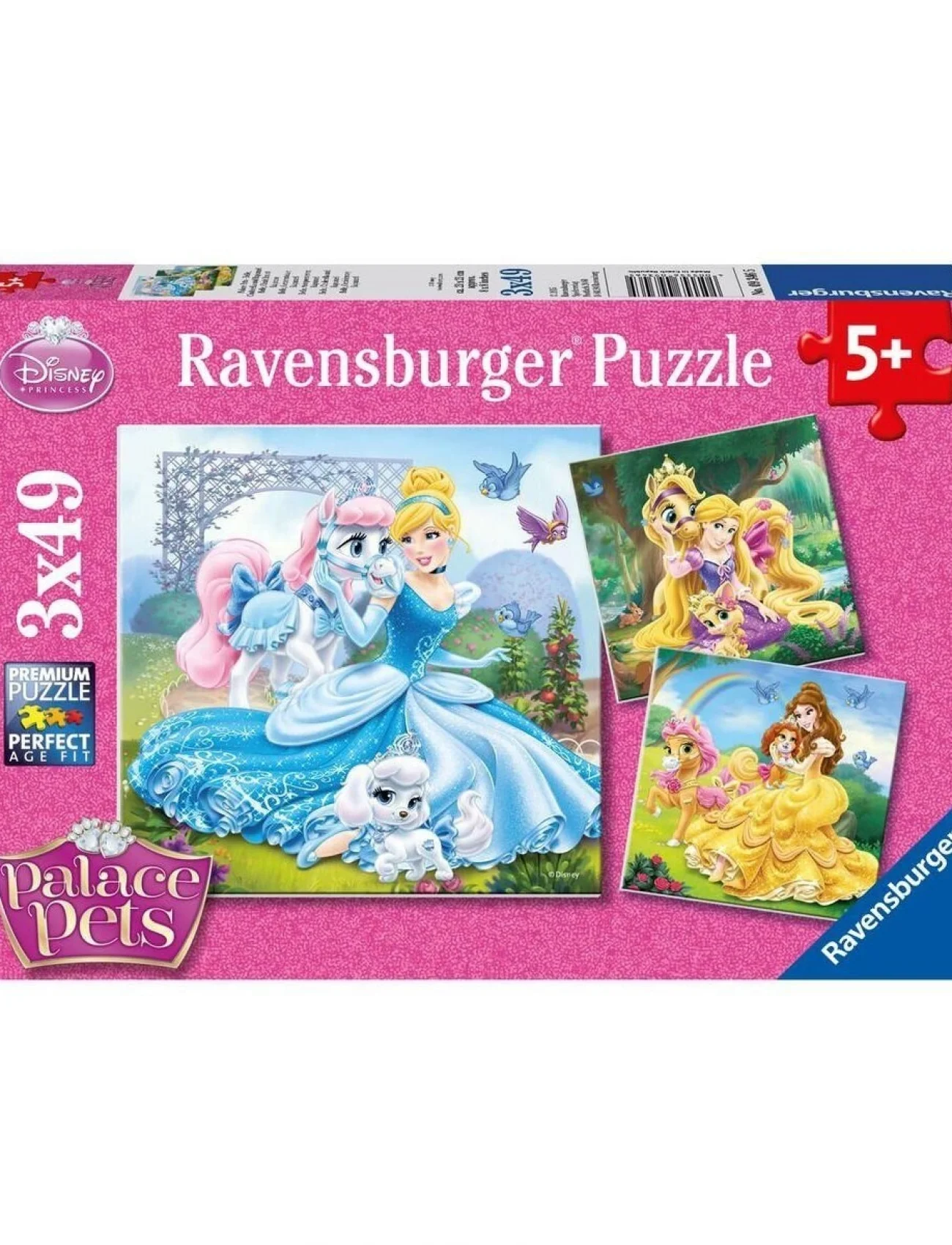 93465 Palace Pets Belle, Cinderella, Rapunzel 3x49 parça Ravensburger Puzzle